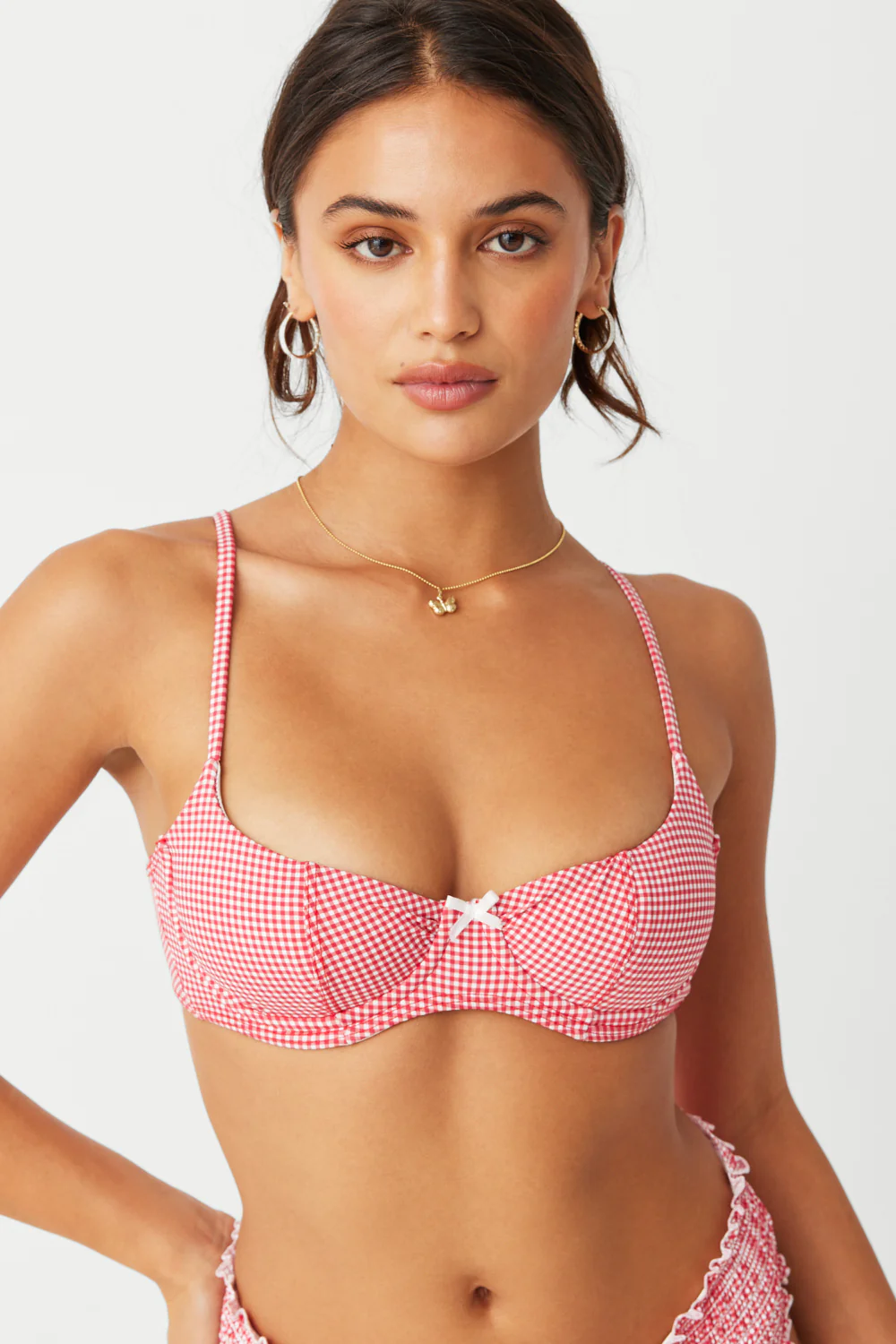 Cola Underwire Balconette Bikini Top - Ladybug Gingham - Image 6
