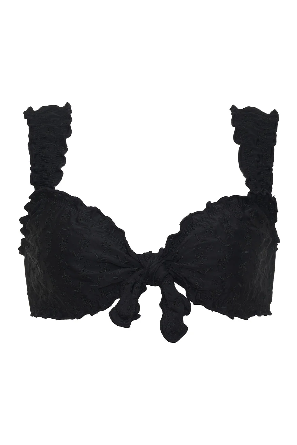 Colby Eyelet Ruffle Bikini Top - Black - Image 5