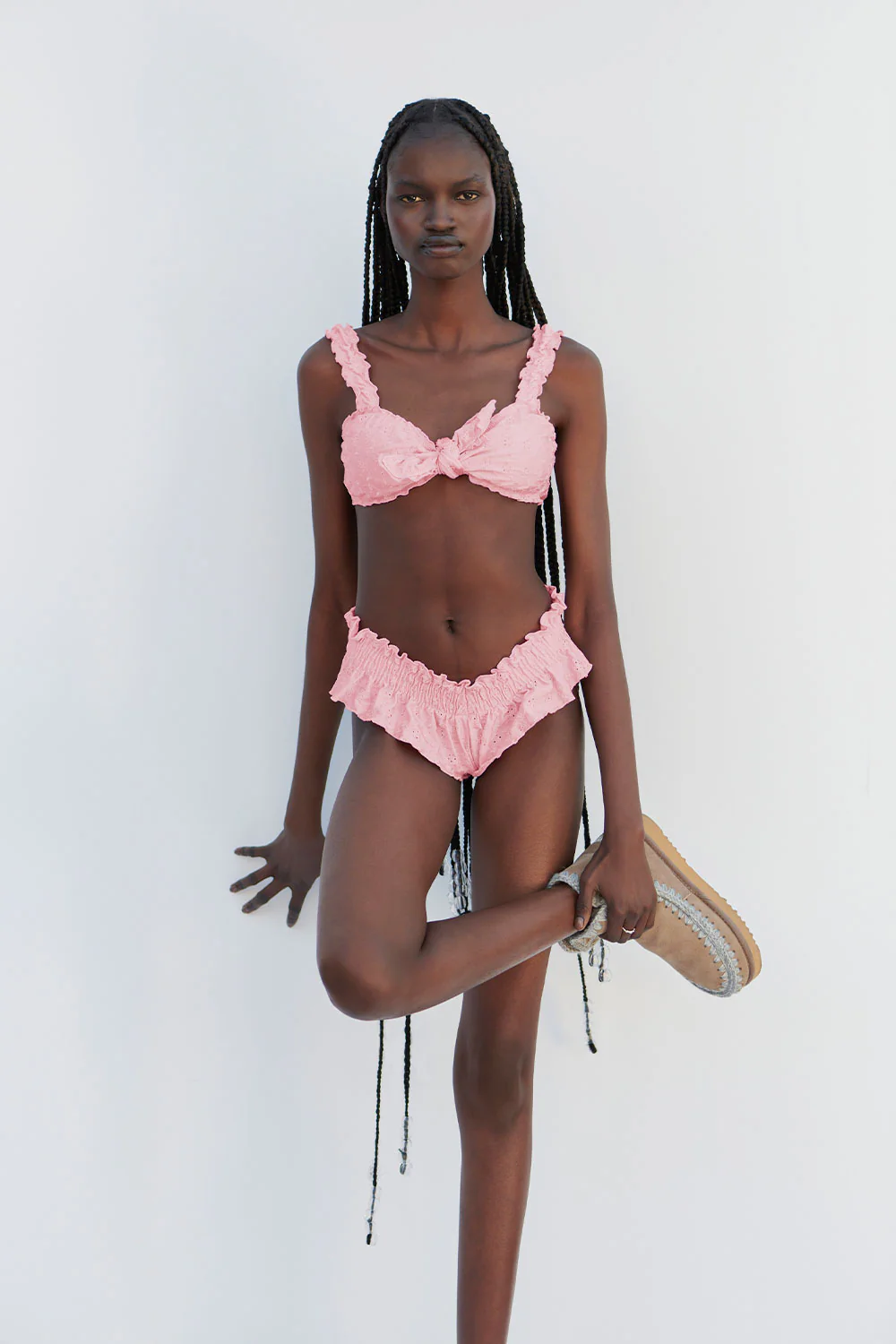Colby Eyelet Shine Bikini Top - Cherry Blossom - Image 2