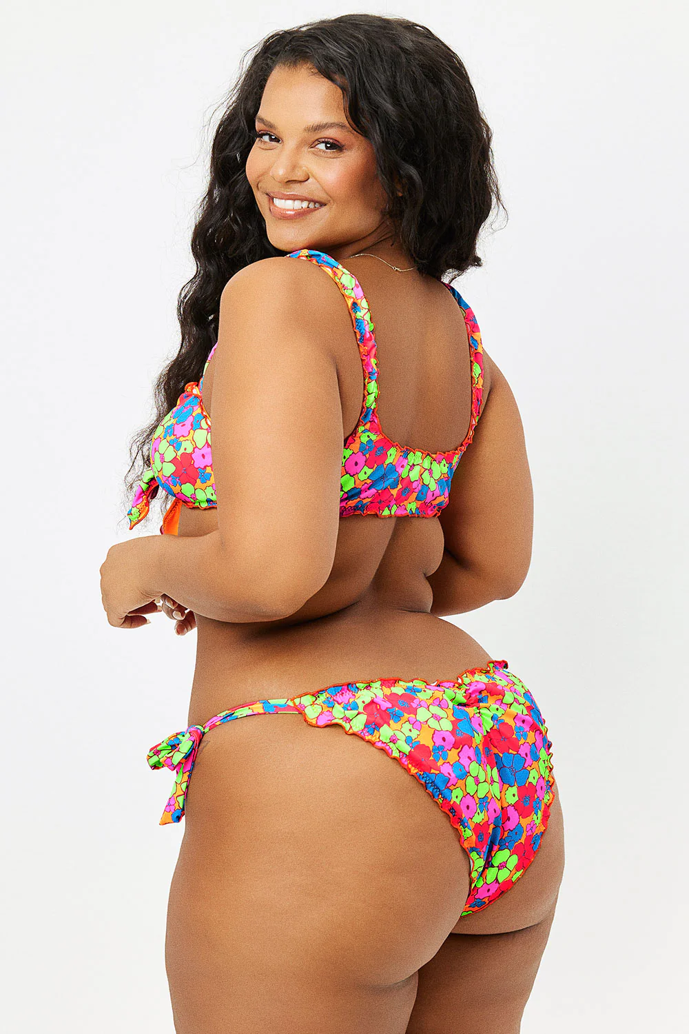 Colby Tie Front Ruffle Bikini Top - Groovy - Image 3