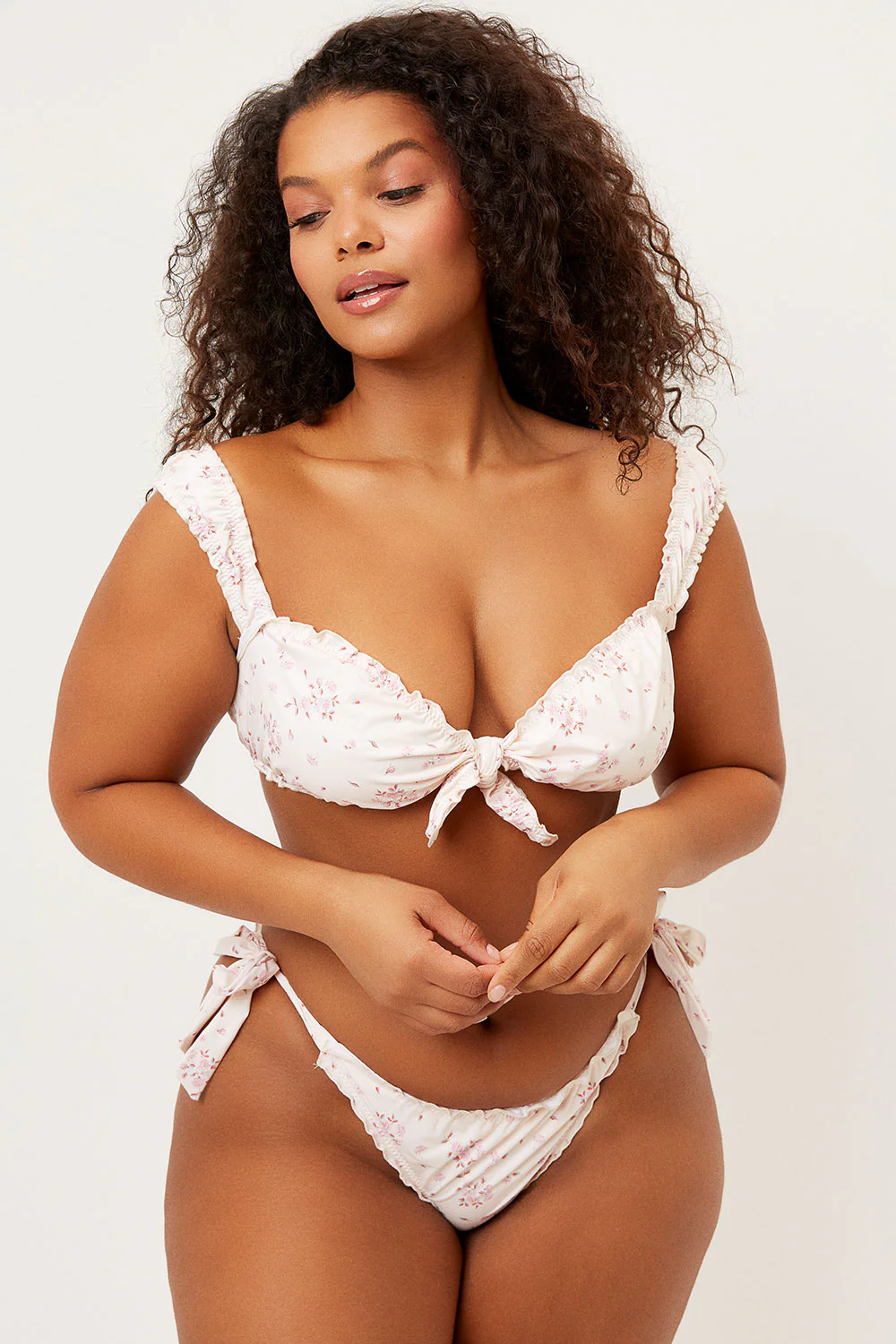 Colby Tie Front Ruffle Bikini Top - Sweet Rose - Image 3