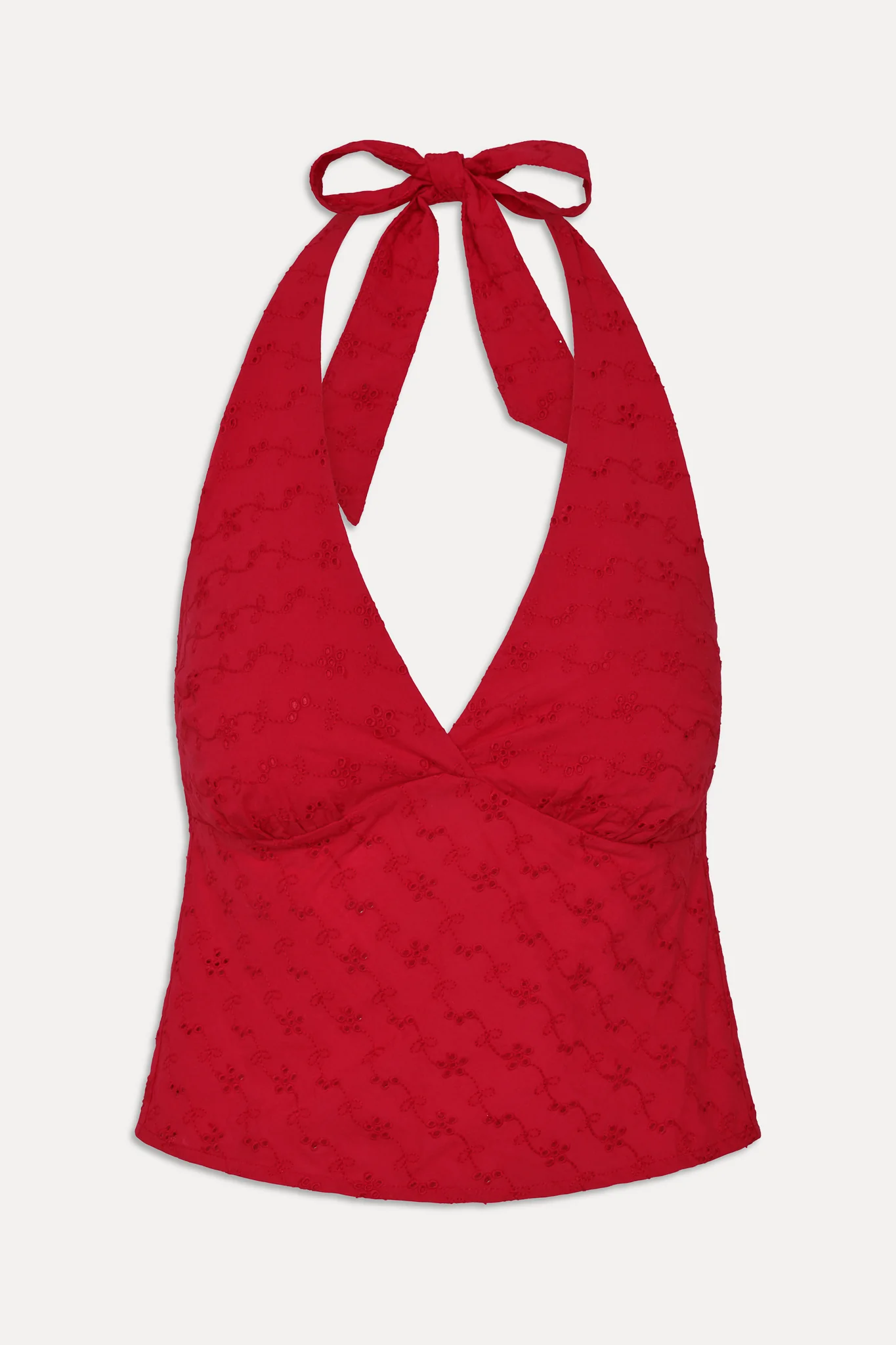 Cora Eyelet Halter Top - Red Rose - Image 3