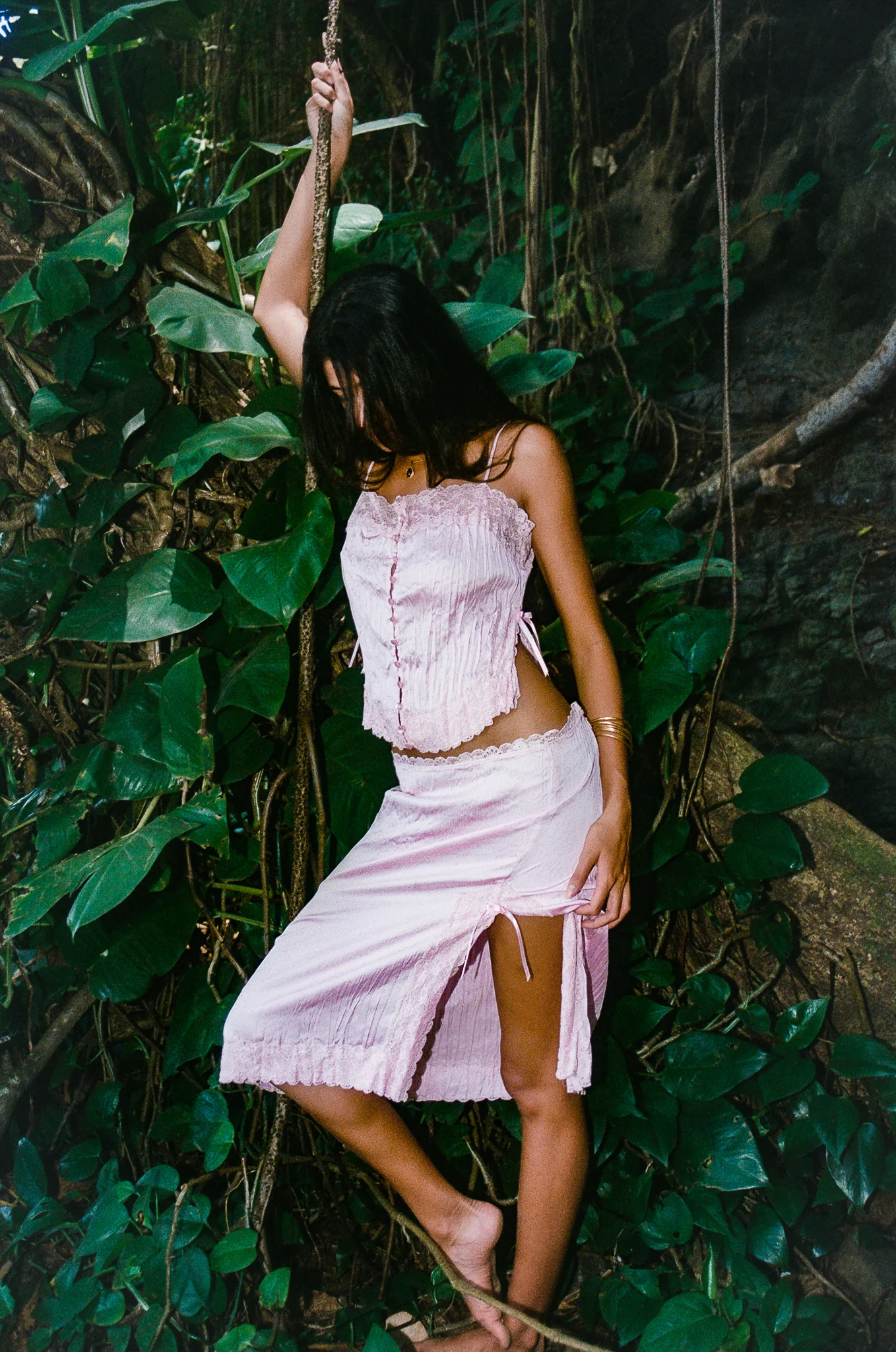 Countryside Satin Midi Skirt - French Rose - Image 5