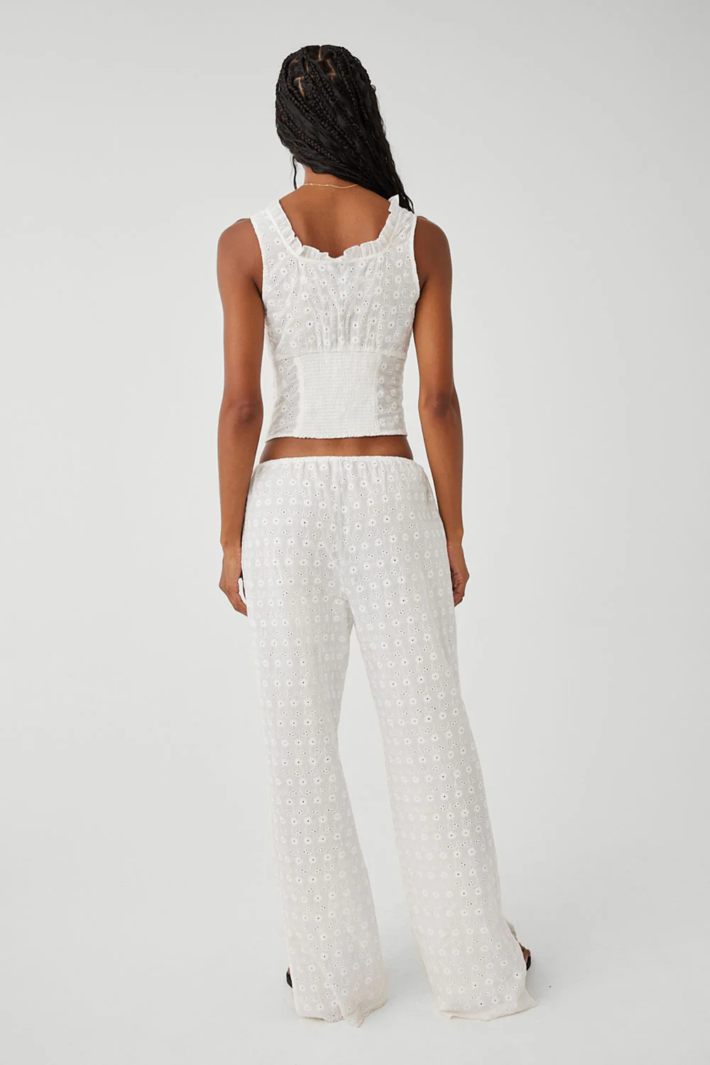 Daisy Eyelet Low Rise Pant - White - Image 2