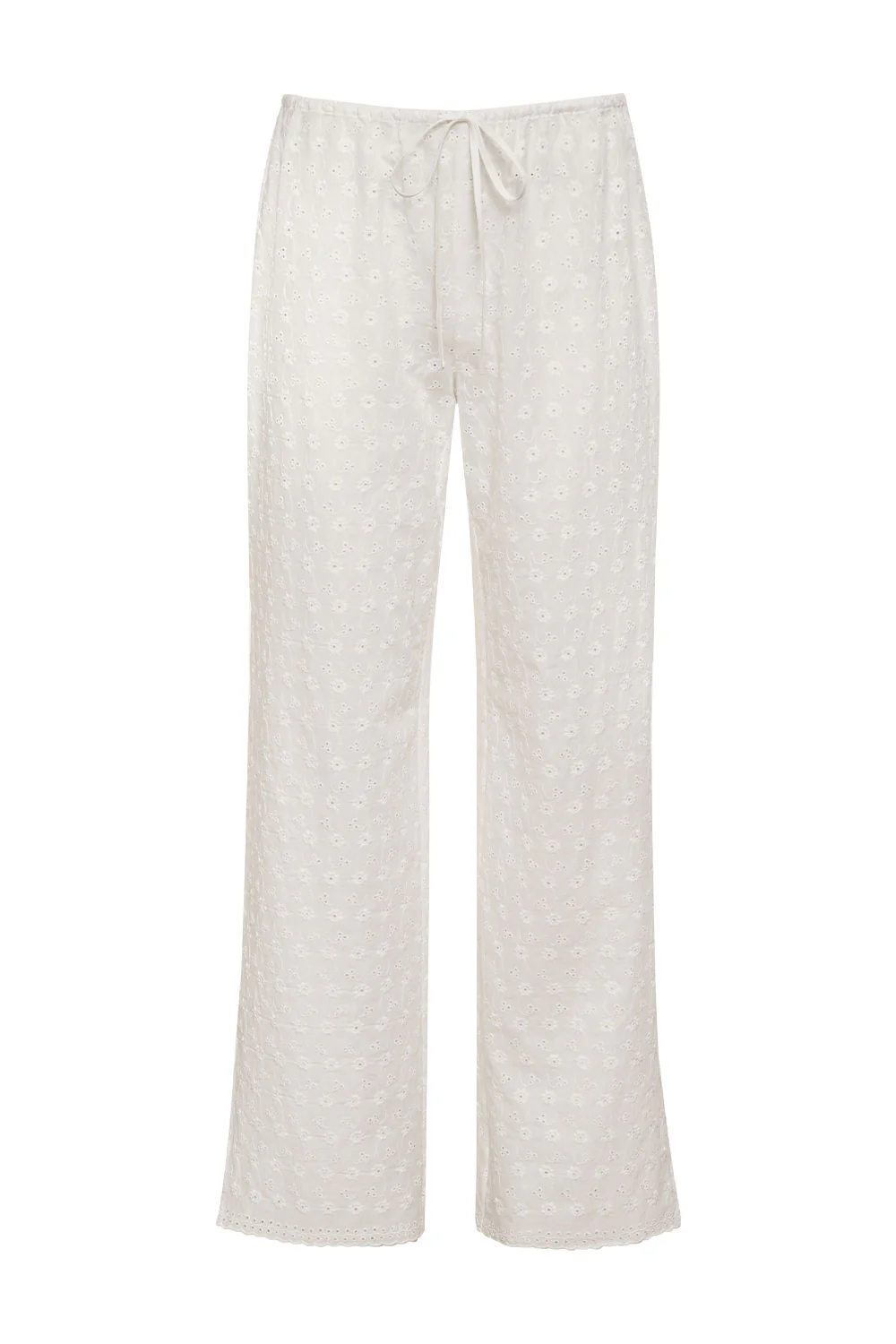 Daisy Eyelet Low Rise Pant - White - Image 6