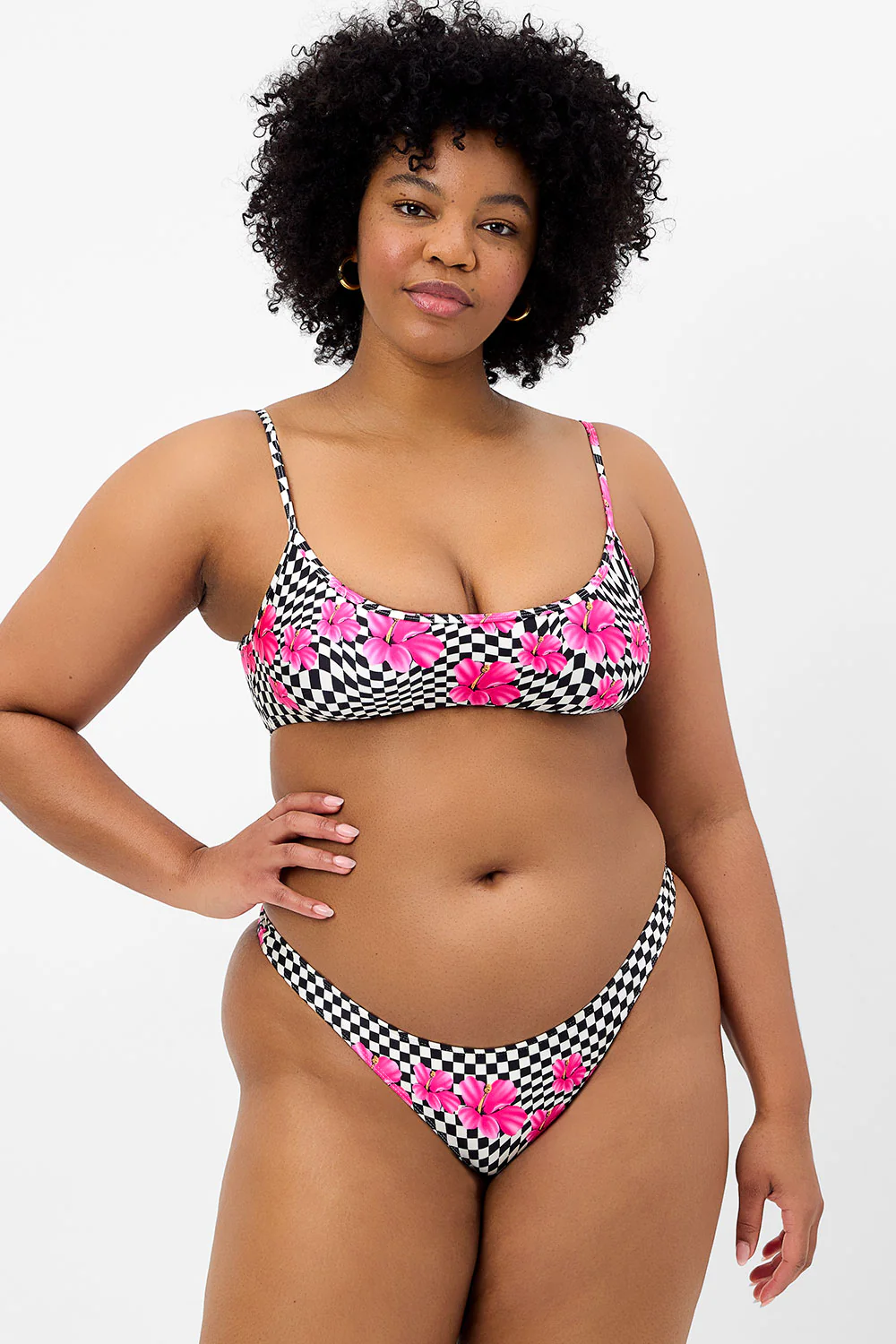 Dallas Shine Bralette Bikini Top - Black Morrison Hibiscus - Image 2