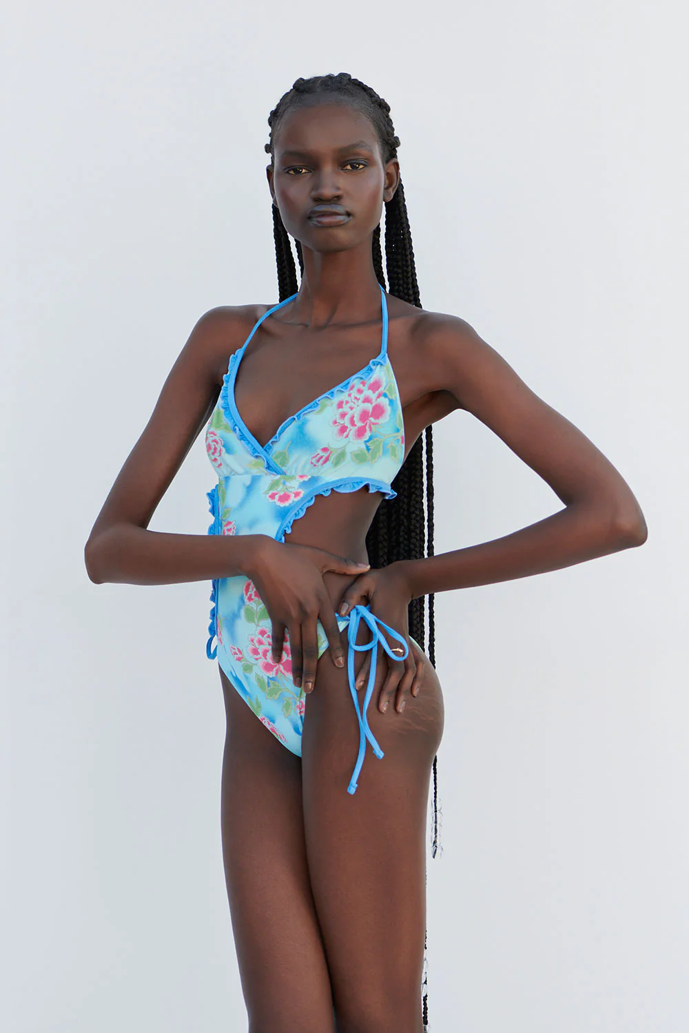Danielle Floral Monokini One Piece Swimsuit - Blue Daiquiri - Image 3
