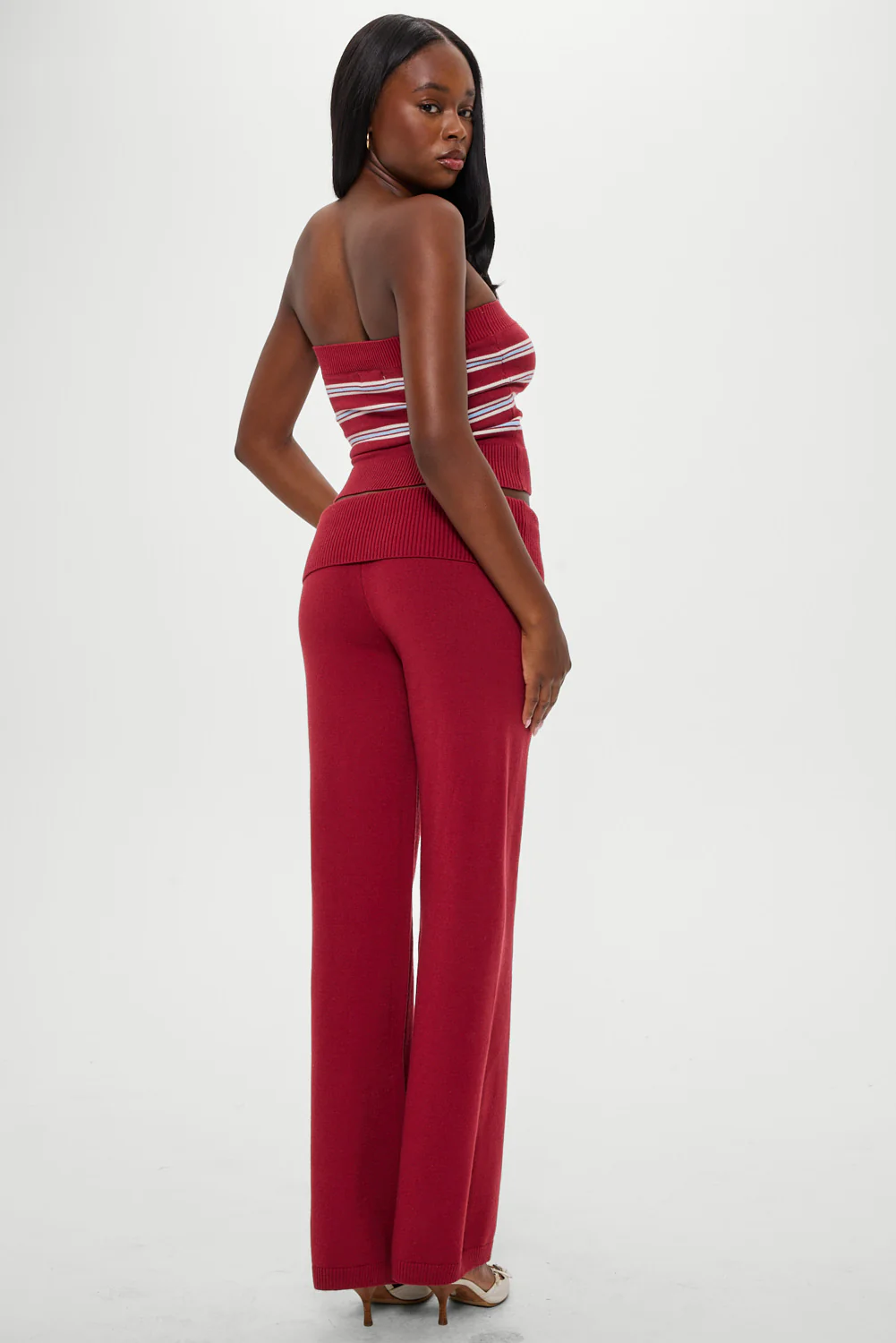 Dawson Knit Fold Over Pants - Rosewood - Image 2