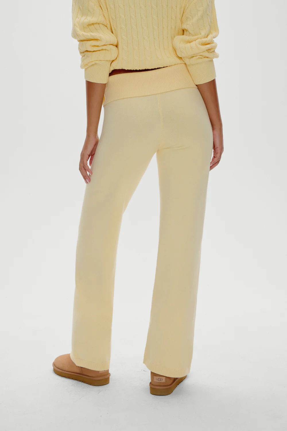 Dawson Knit Fold Over Pants - Vanilla Sugar - Image 4