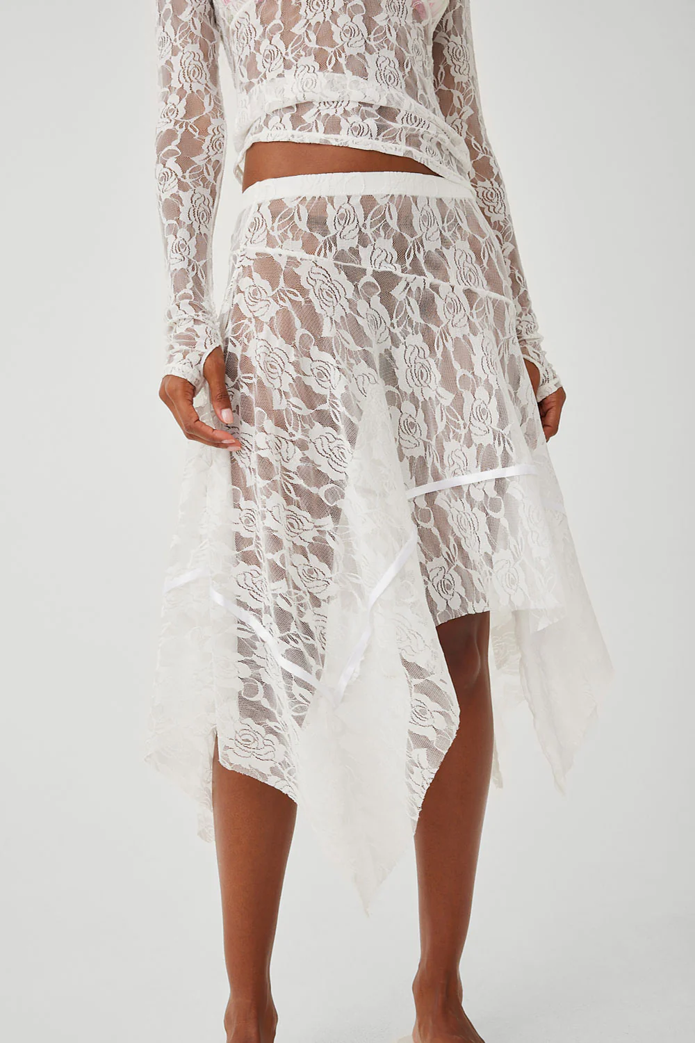Day Lace Midi Skirt - White - Image 2