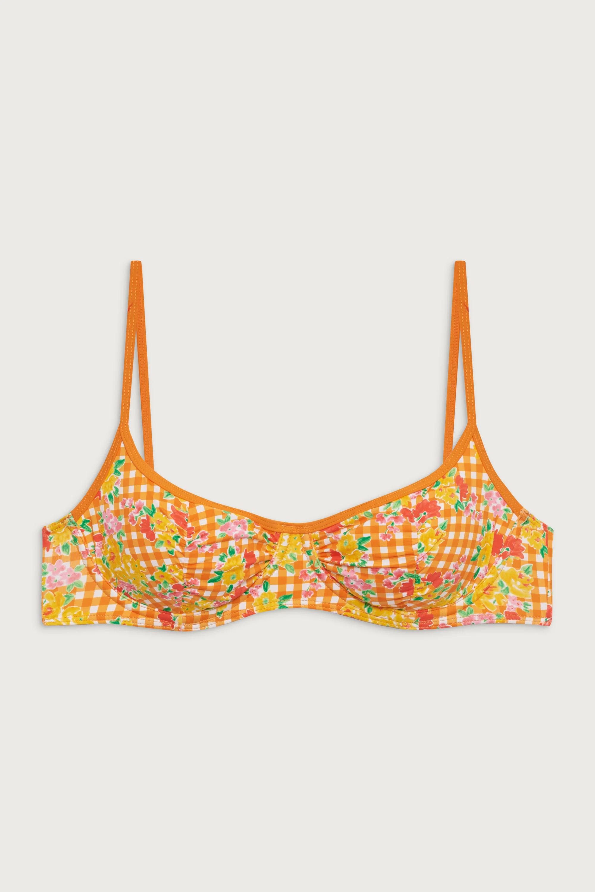 Dean Floral Underwire Bikini Top - Marigold Gingham - Image 3