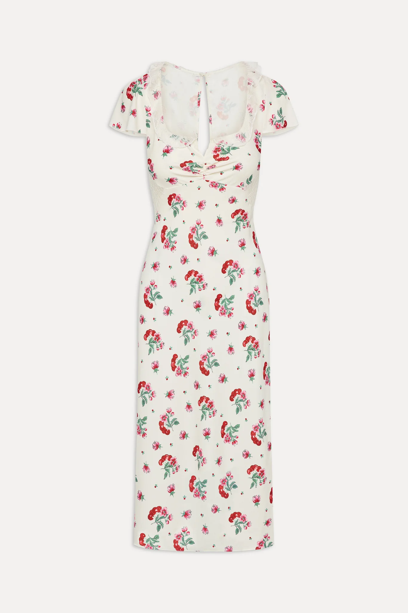Delicate Lace Midi Dress - Cherry Flower - Image 3