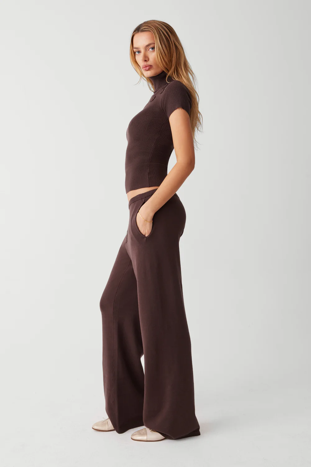 Delilah Low Rise Cloud Knit Pant - Mocha - Image 5