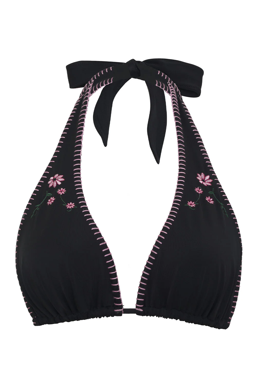 Diana Embroidered Halter Bikini Top - Sea Fairy Black - Image 6