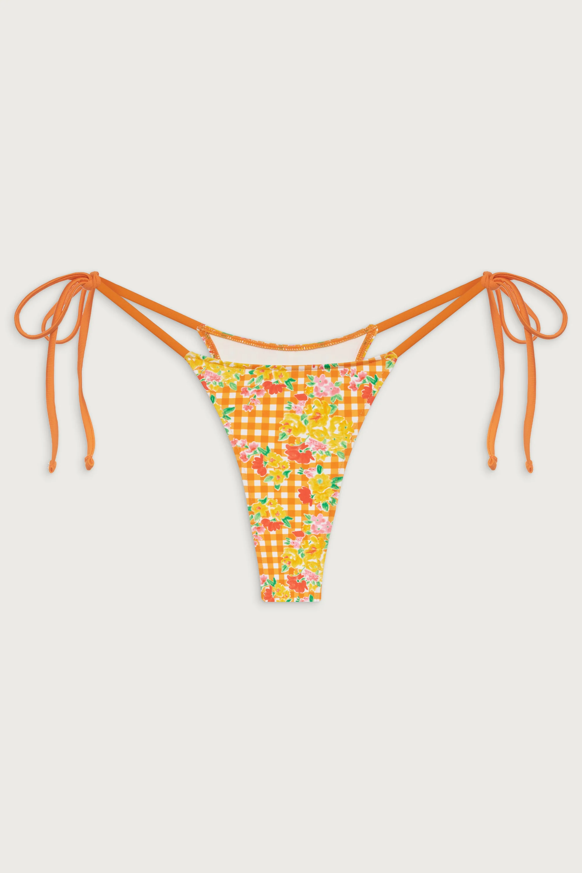 Divine Floral Skimpy Bikini Bottom - Marigold Gingham - Image 3