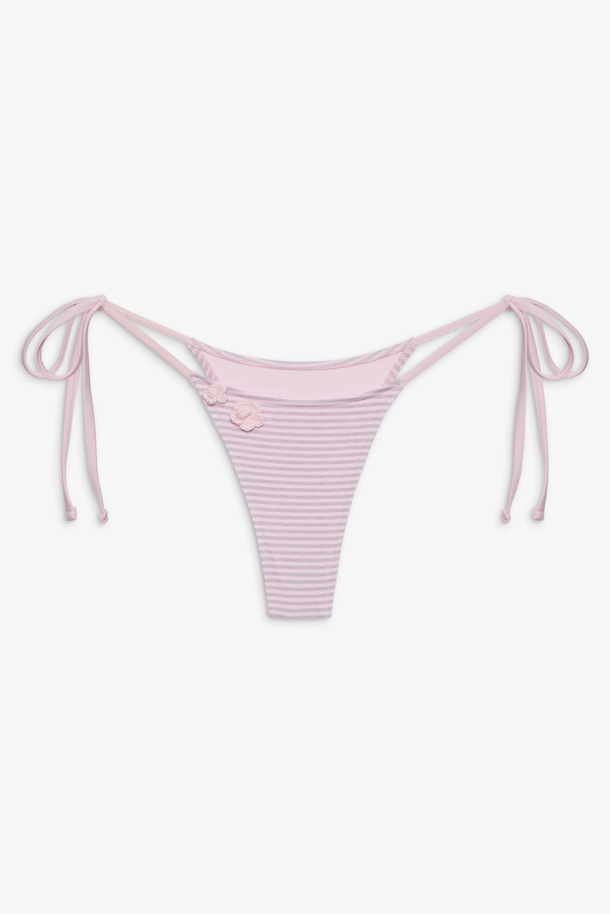 Divine Skimpy String Bikini Bottom -  Rosewater Stripe - Image 3