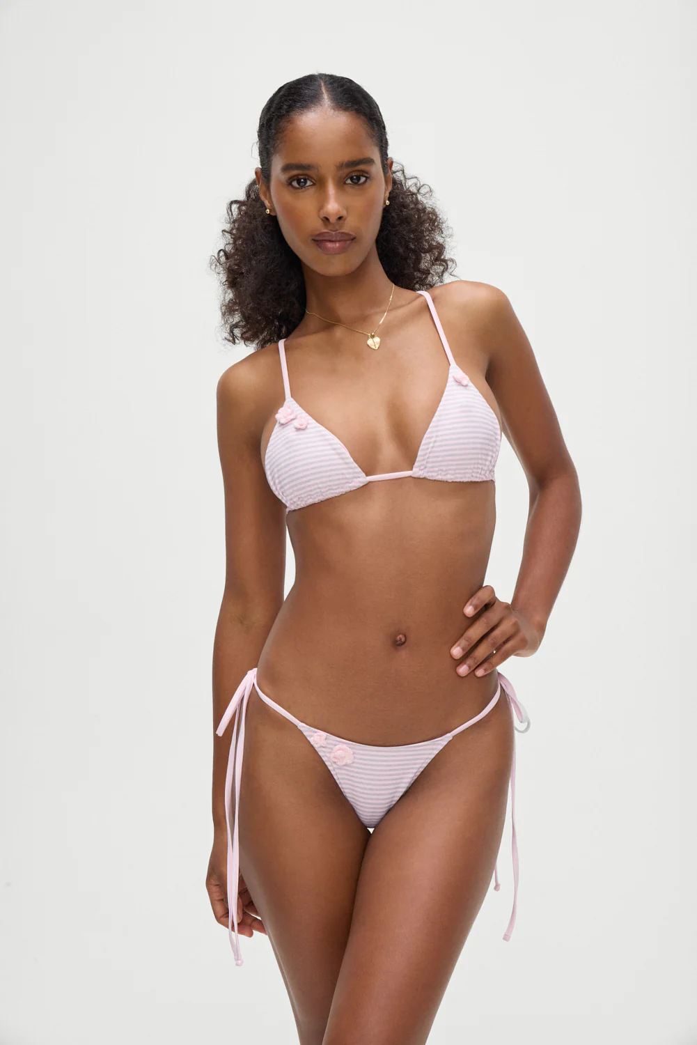 Divine Skimpy String Bikini Bottom -  Rosewater Stripe - Image 6