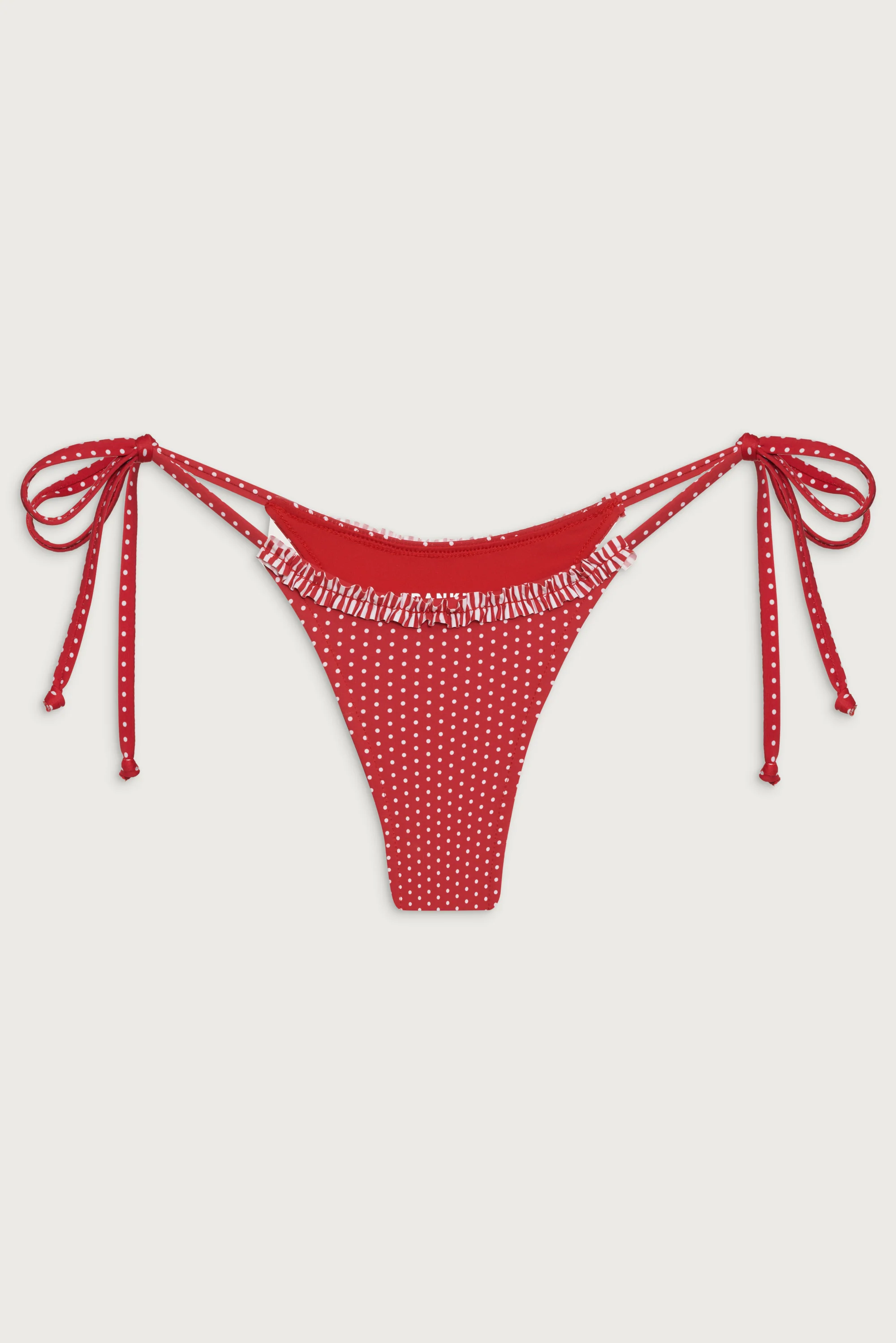 Divine Tie Side Skimpy Bikini Bottom - Scarlet Dot - Image 3