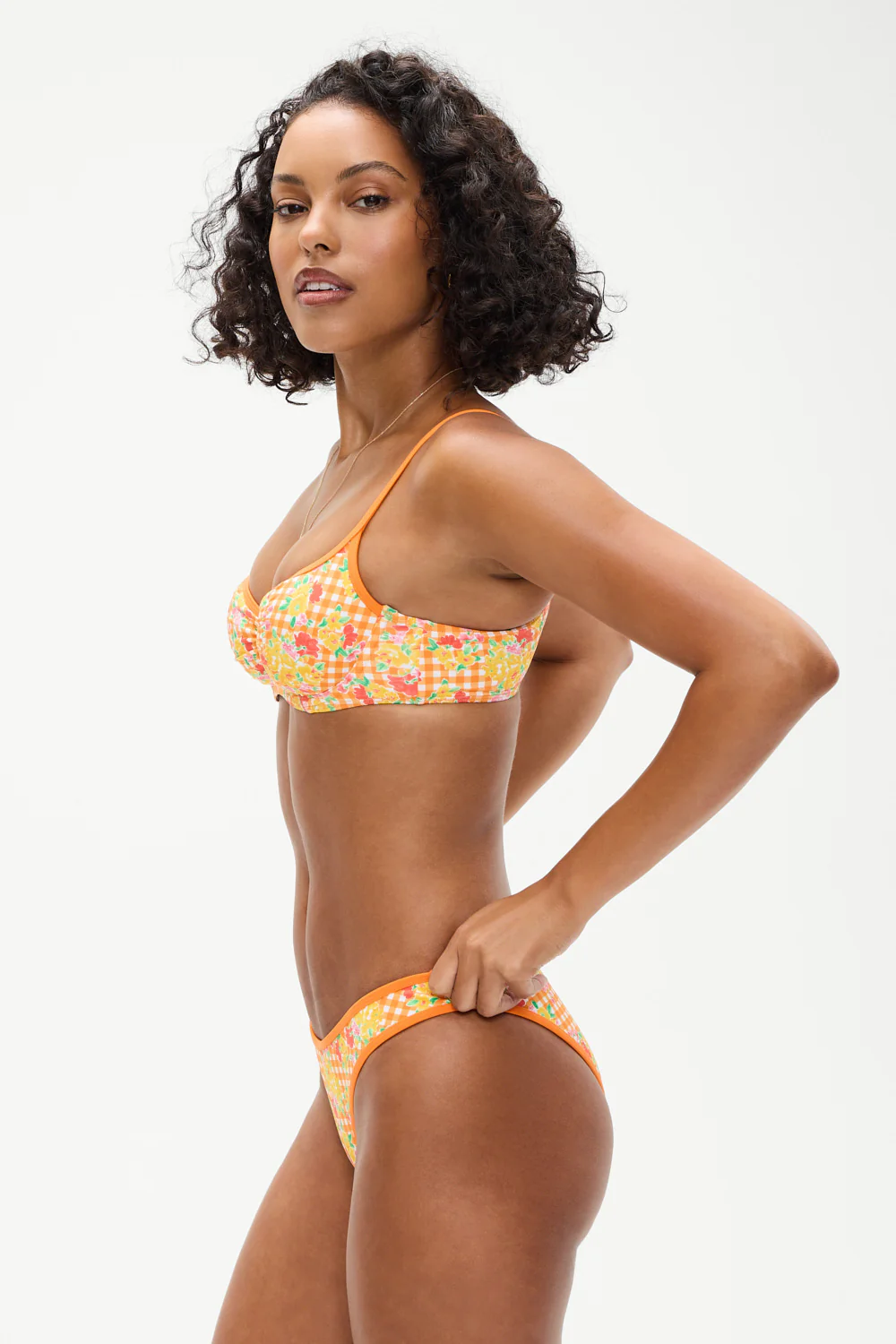 Dean Floral Underwire Bikini Top - Marigold Gingham - Image 5