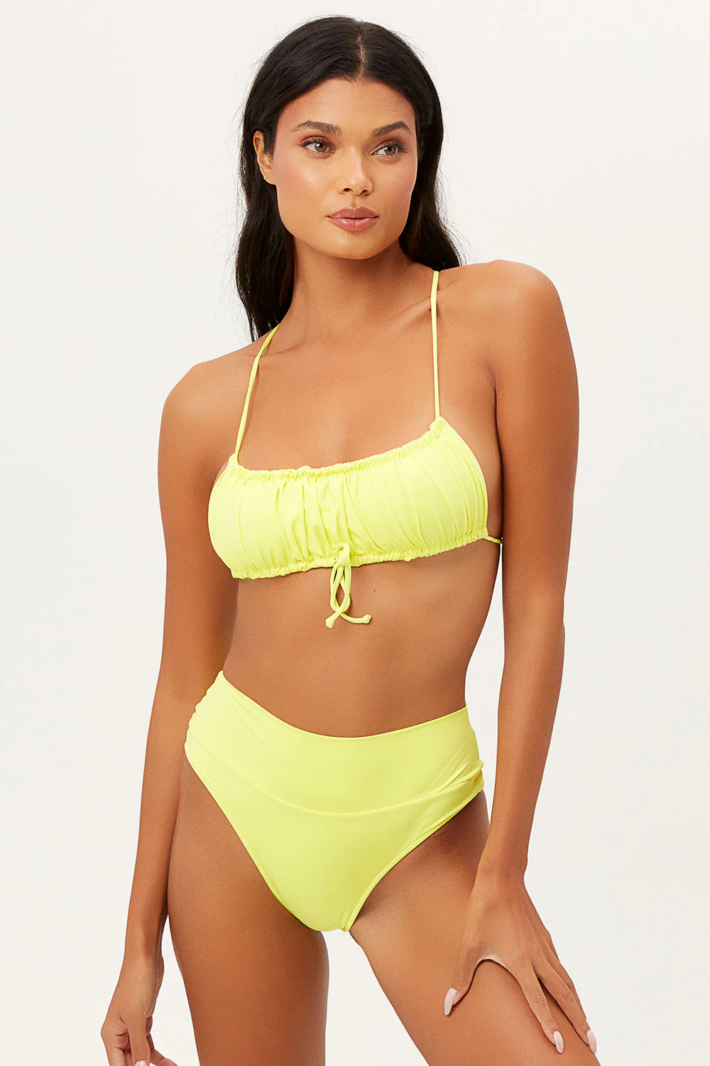 Dreamy High Waist Cheeky Bikini Bottom - Lemonade - Image 2