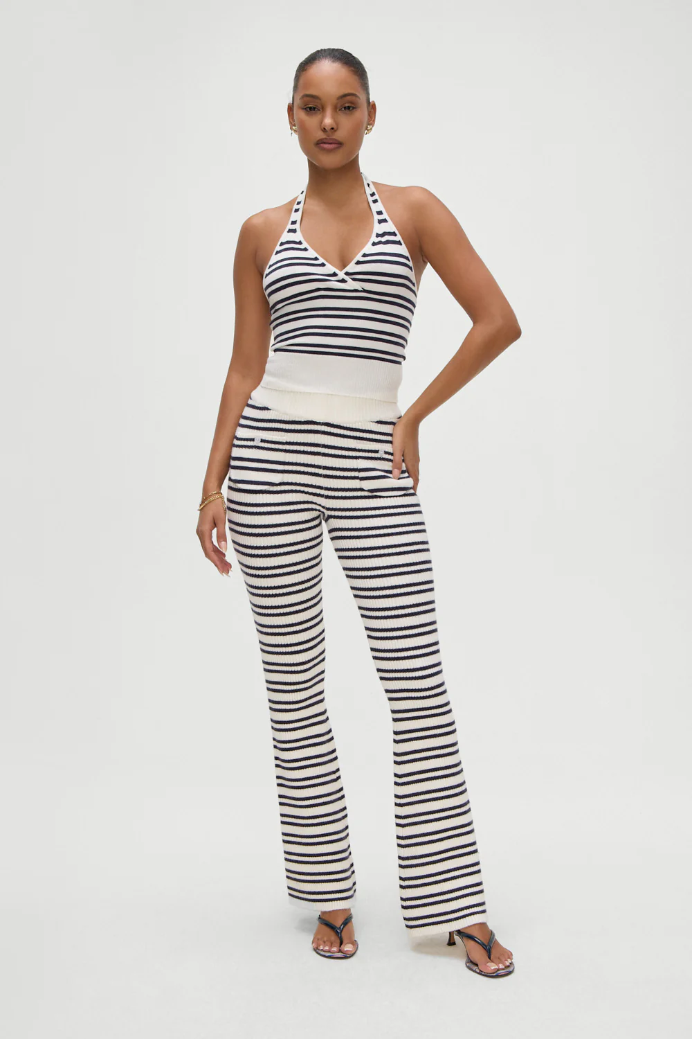 Dylan Knit Halter Top - Starlit Stripe - Image 3