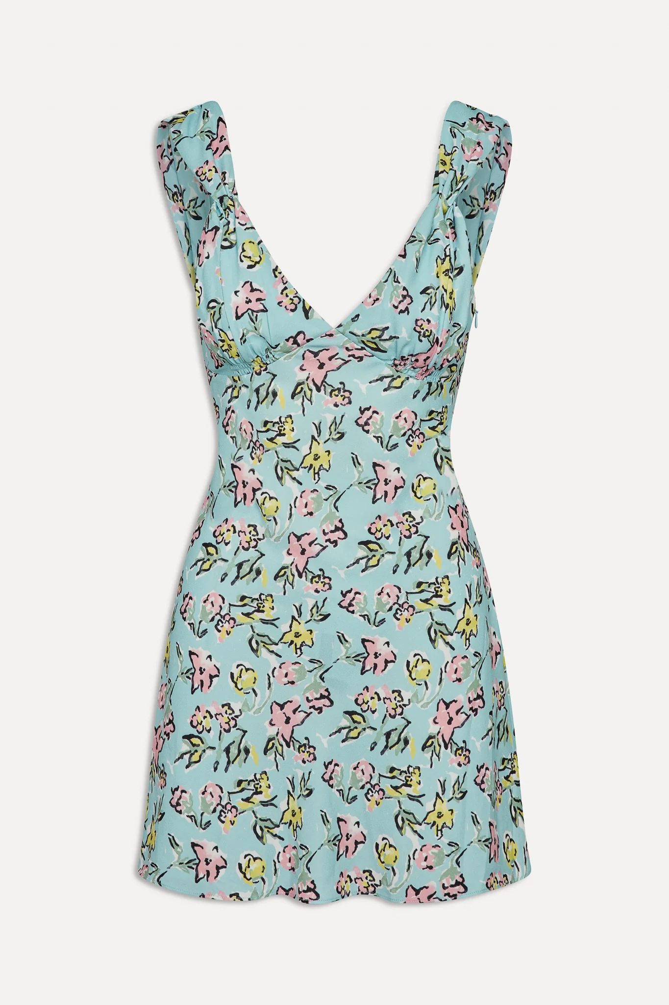 Emilia Satin Floral Mini Dress - Pastel Peony - Image 3