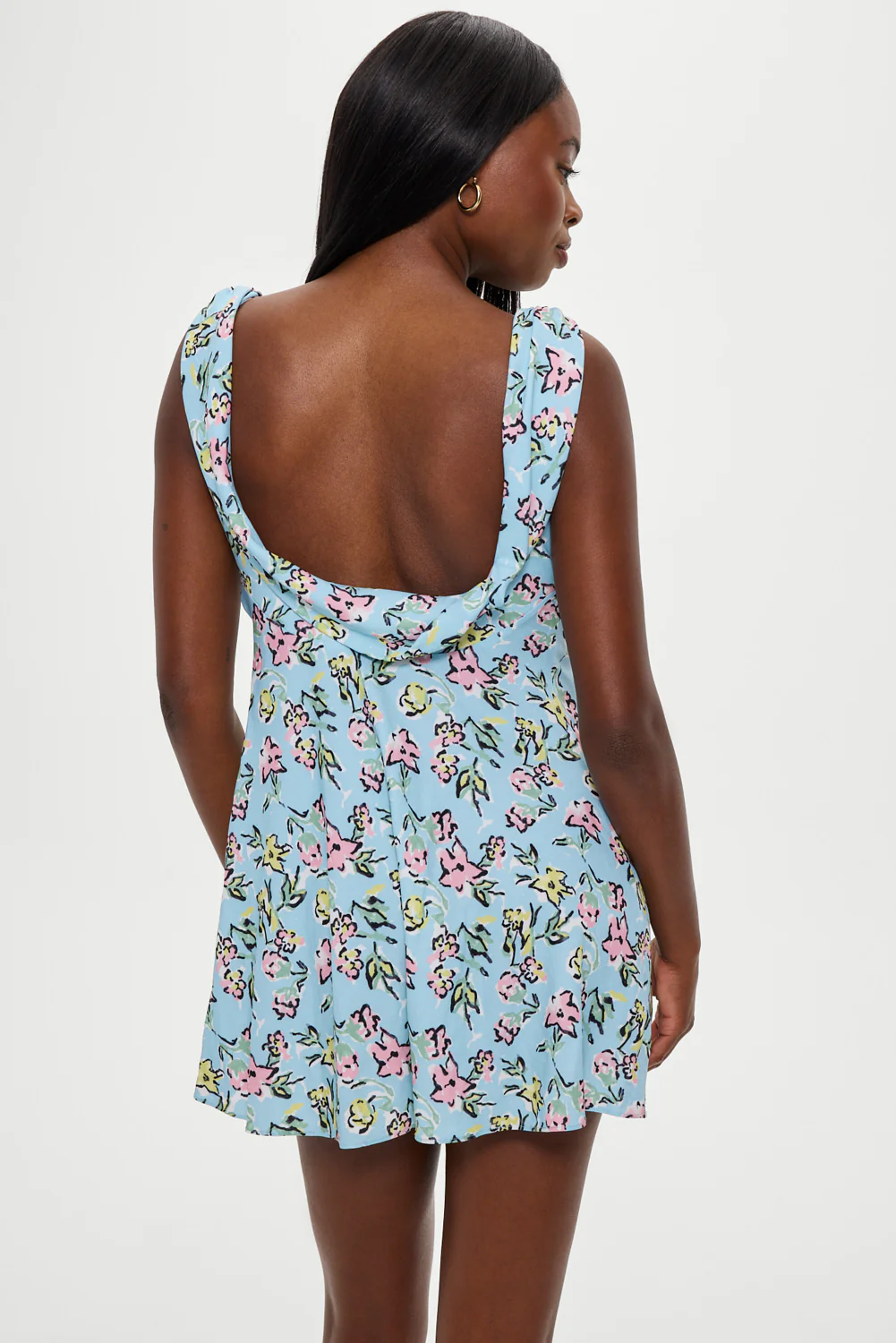 Emilia Satin Floral Mini Dress - Pastel Peony - Image 4