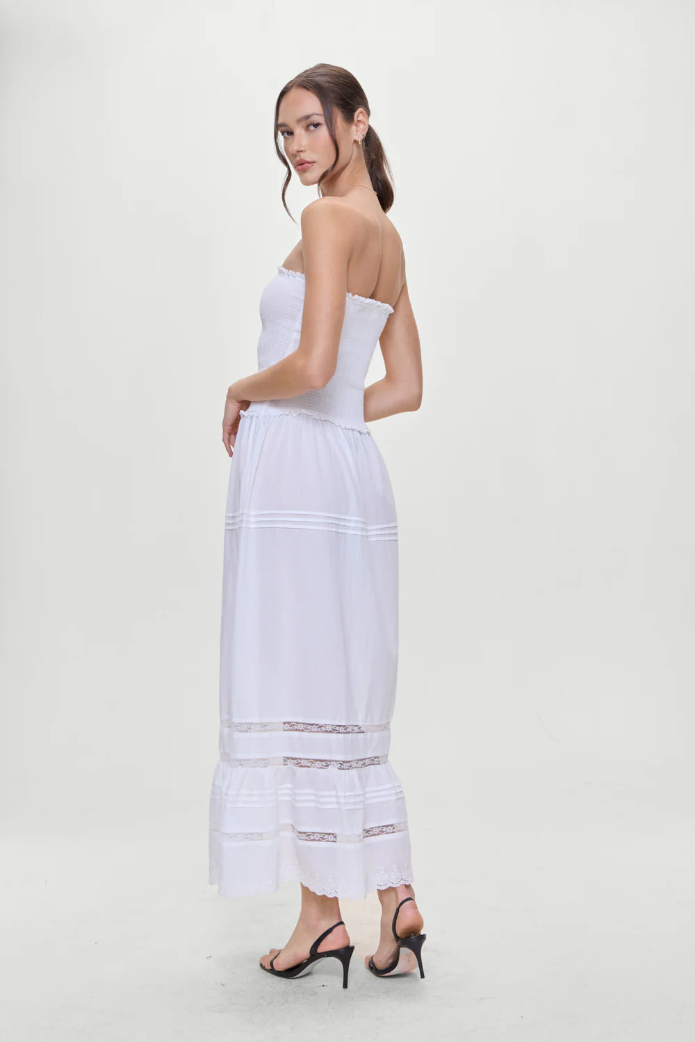 Empress Strapless Smocked Maxi Dress - White - Image 3