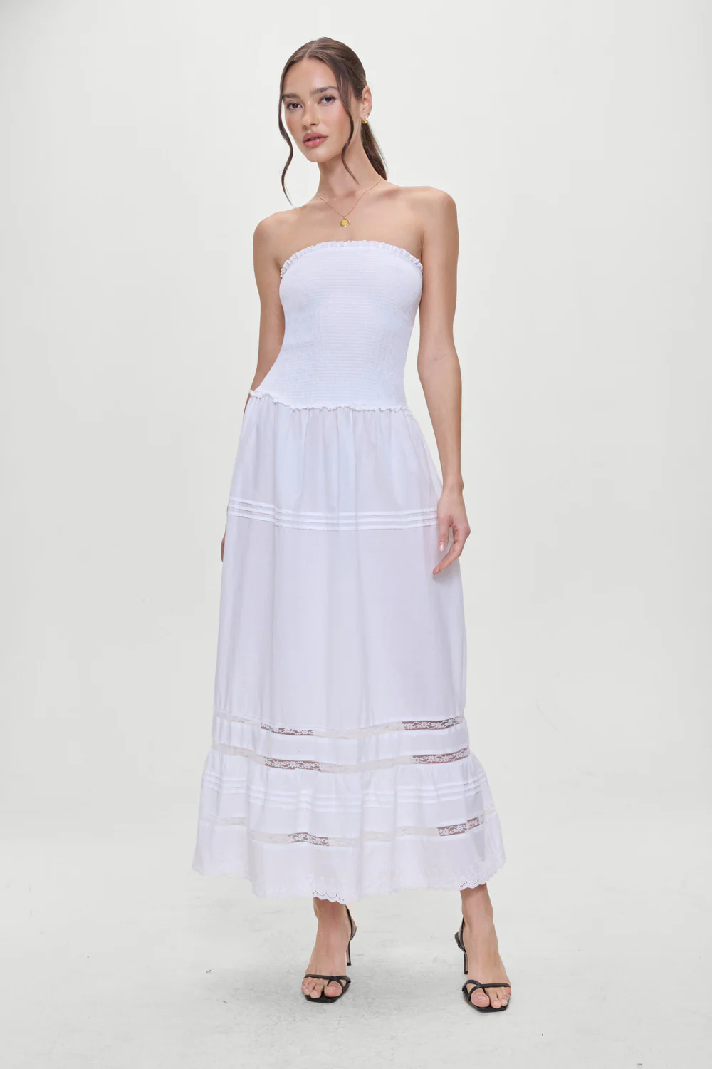 Empress Strapless Smocked Maxi Dress - White - Image 5