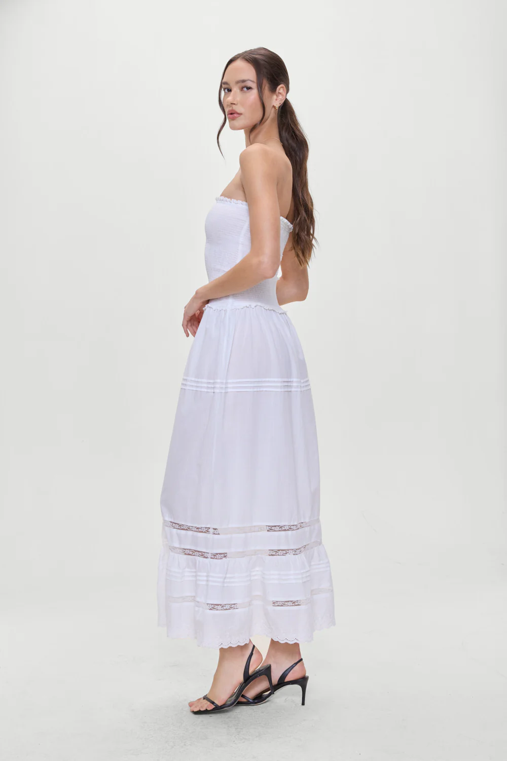 Empress Strapless Smocked Maxi Dress - White - Image 6