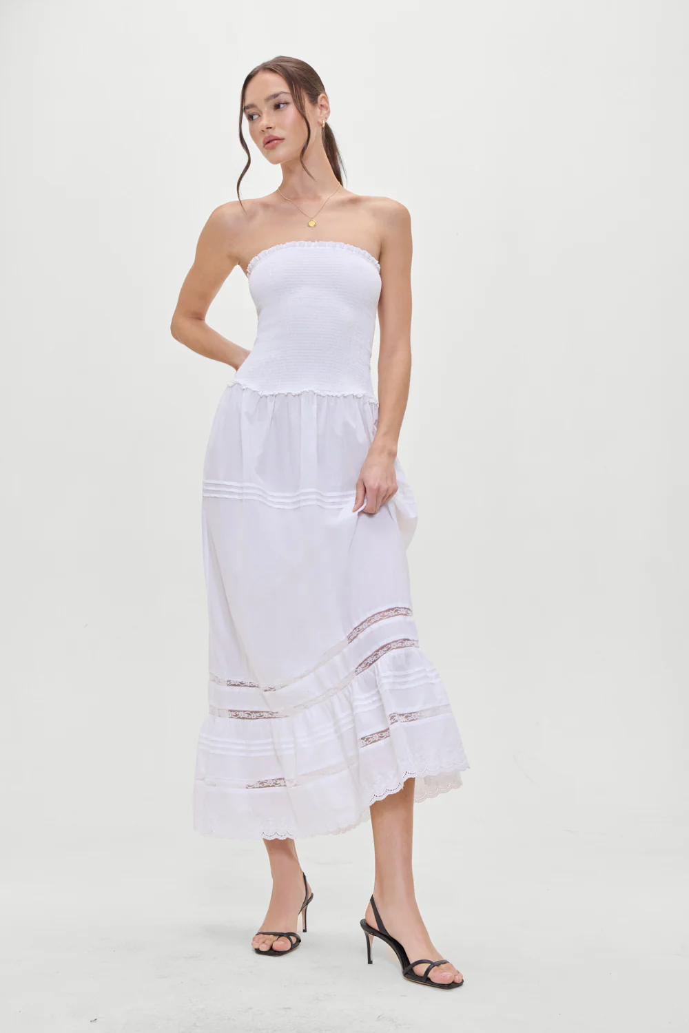 Empress Strapless Smocked Maxi Dress - White - Image 7