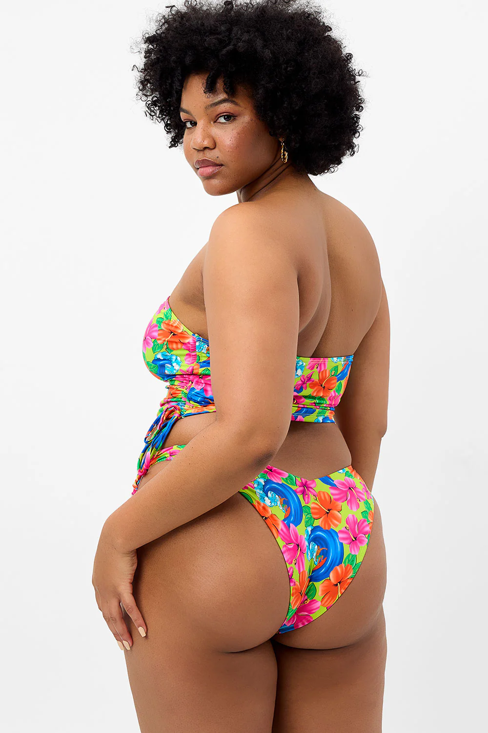 Enzo Floral Cheeky Bikini Bottom - Neon Surfer - Image 2