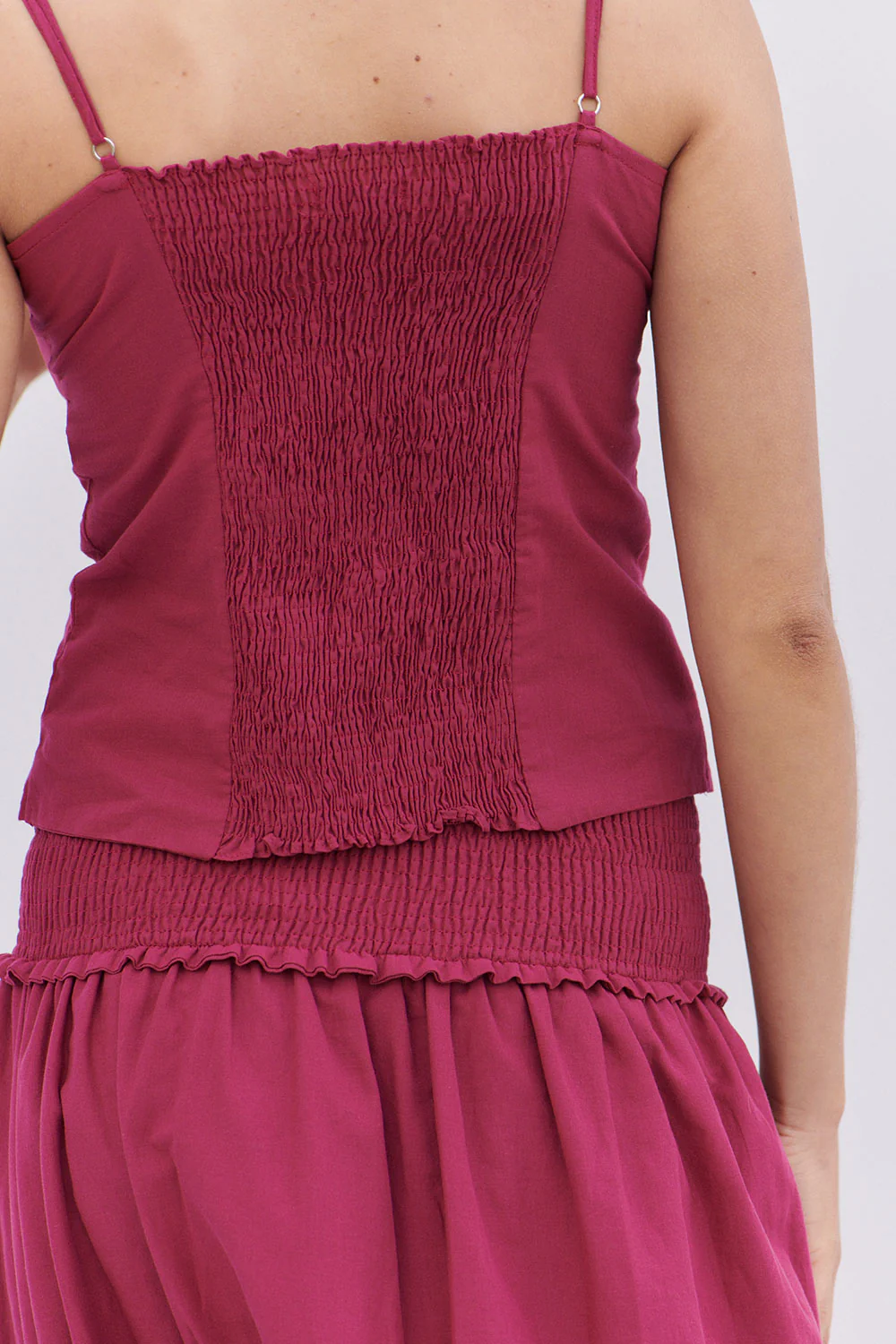 Evangelina Button Up Tank - Bordeaux - Image 5