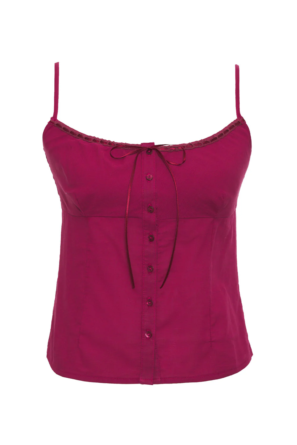 Evangelina Button Up Tank - Bordeaux - Image 6