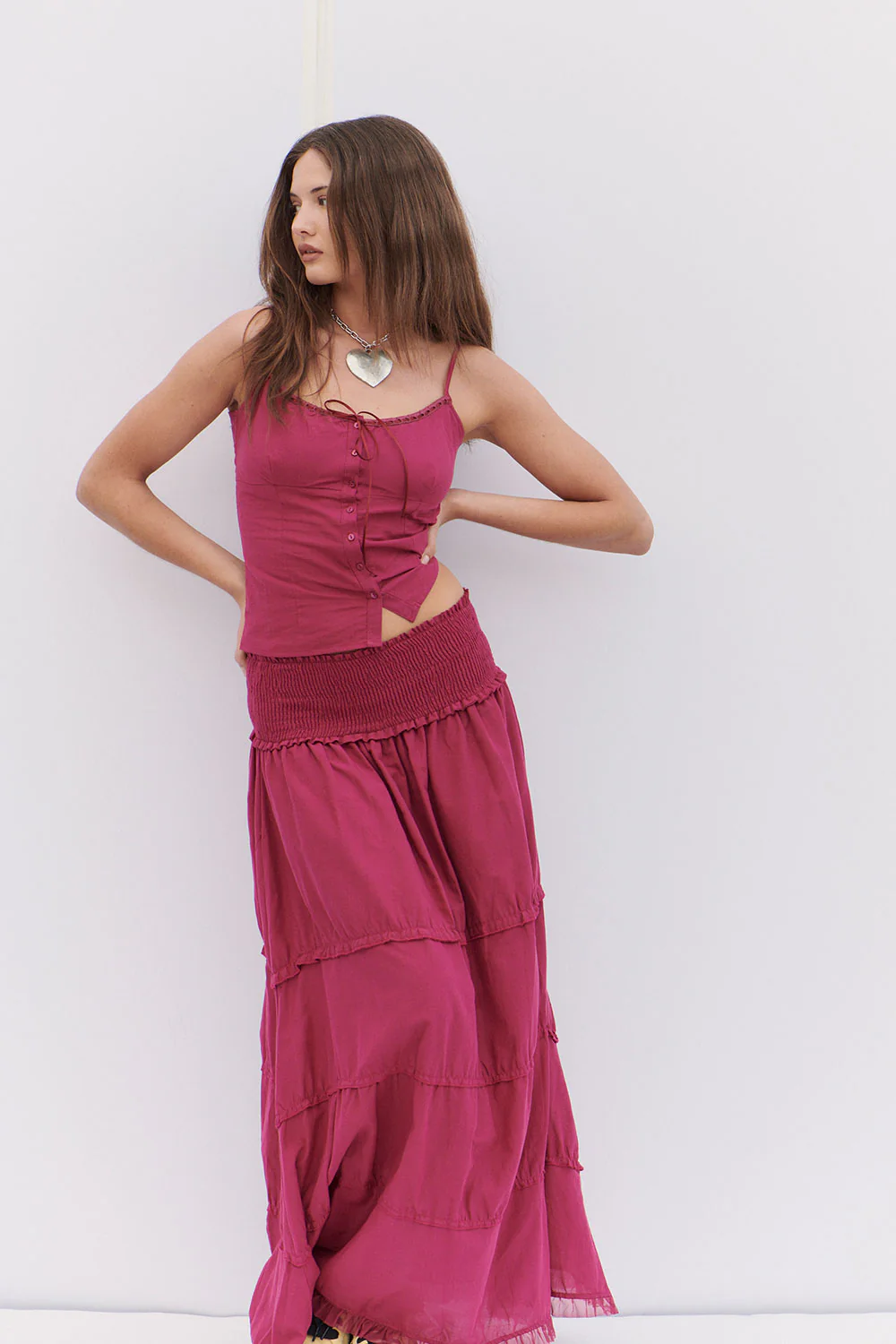 Evangelina Ruffle Maxi Skirt - Bordeaux - Image 5