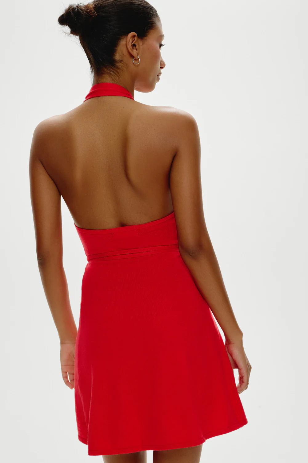Evening Halter Wrap Mini Dress - Cherry - Image 5
