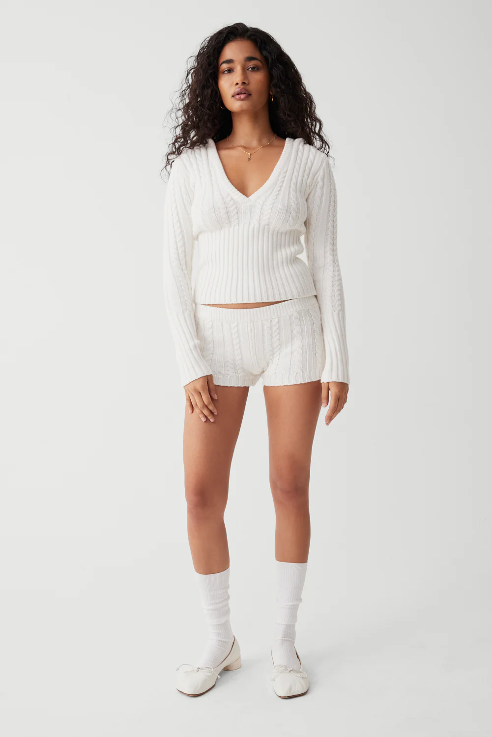 Evermore Cable Cloud Knit Micro Short - Snow White - Image 4