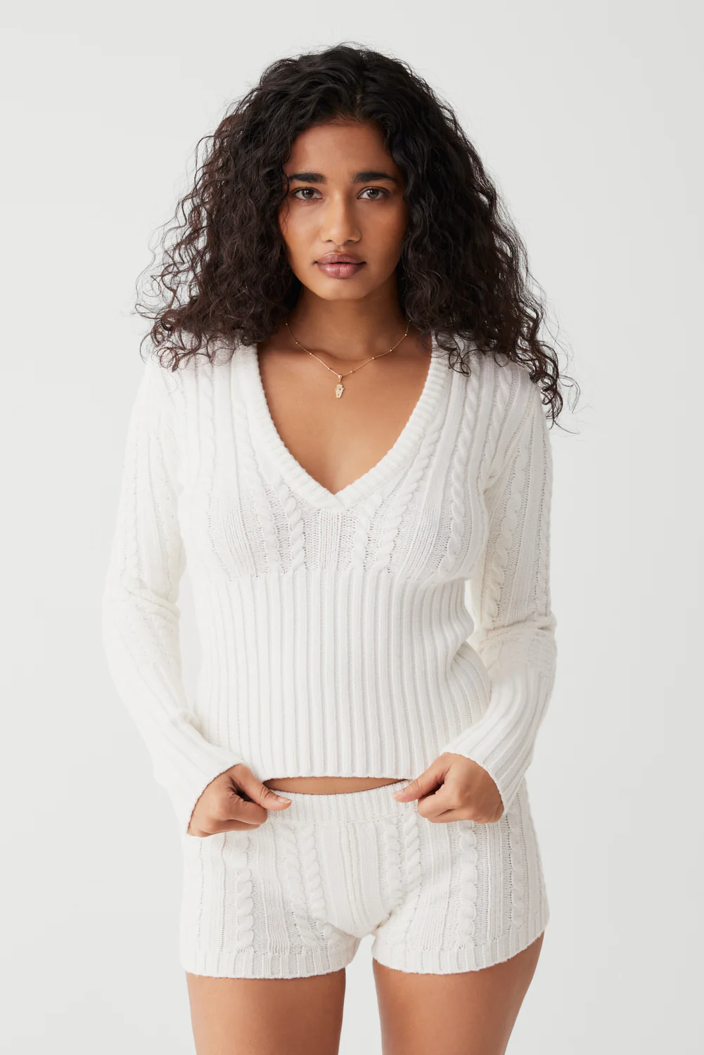 Evermore Cable Cloud Knit Sweater - Snow White - Image 5