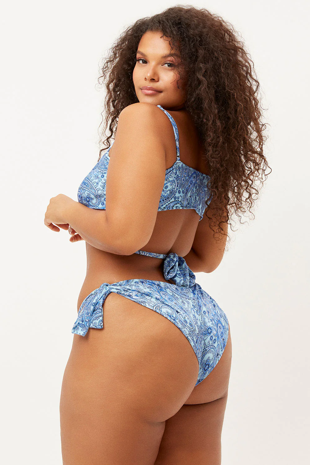 Falcon Shine Wrap Bikini Top - Blue Paisley - Image 3