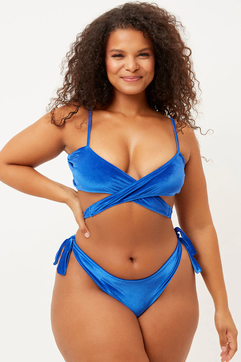 Falcon Wrap Velvet Bikini Top - Pacific - Image 2