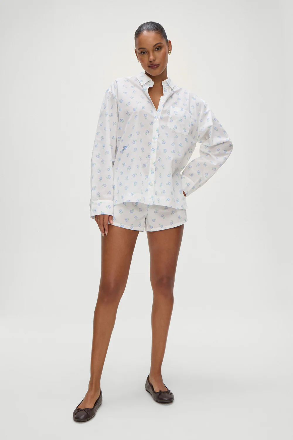 Farmhouse Boxer Sleep Shorts - Periwinkle