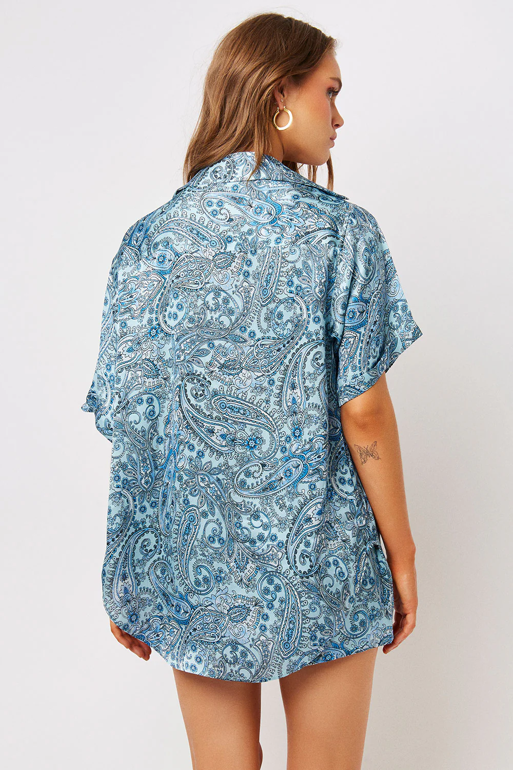 Fifi Silk Button Up Shirt - Blue Paisley - Image 2