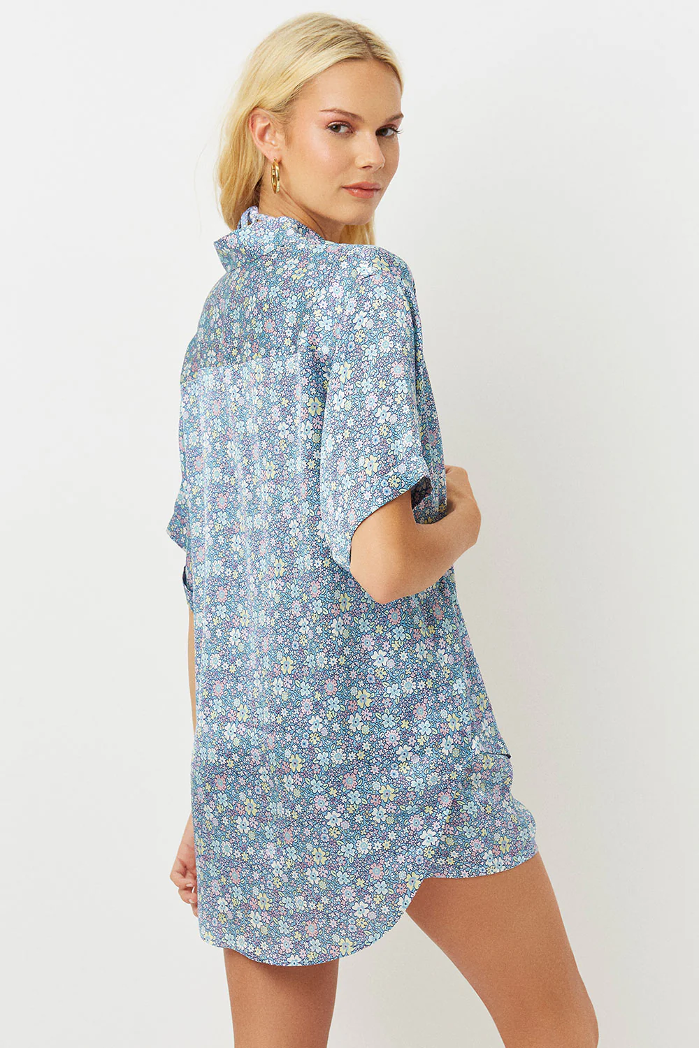 Fifi Silk Button Up Shirt - Springtime - Image 3
