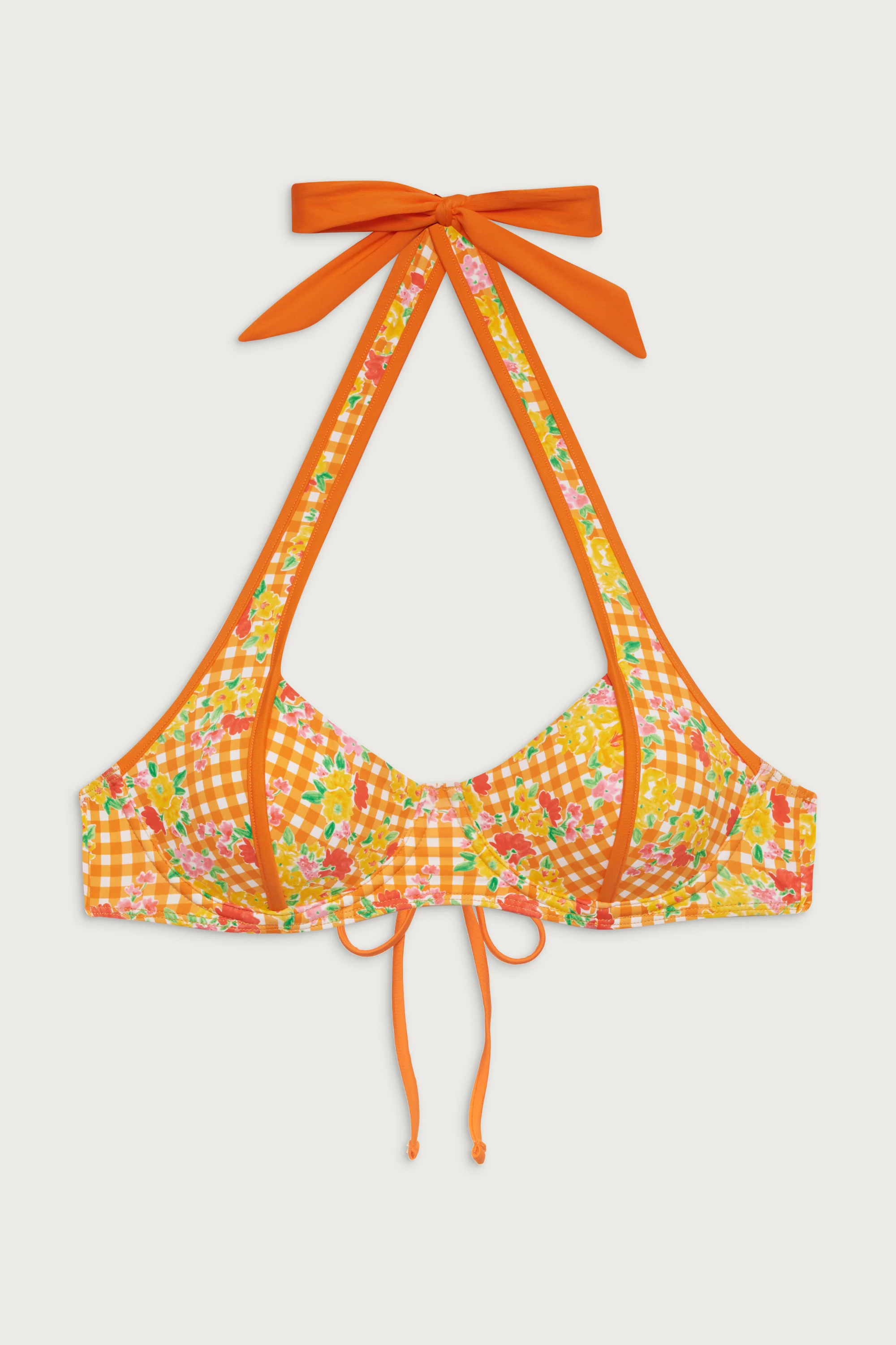 Fin Floral Underwire Bikini Top - Marigold Gingham - Image 3