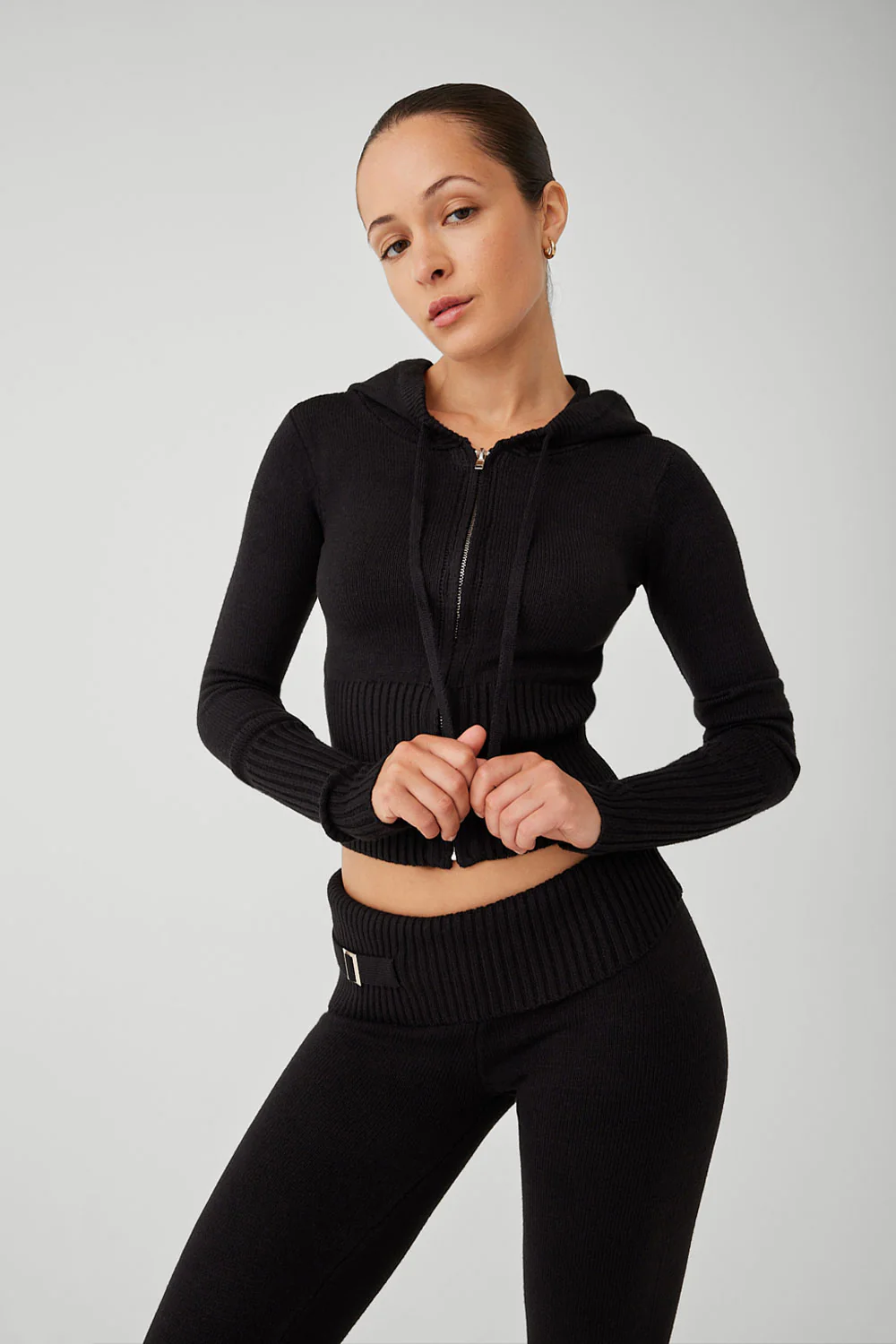 Fleur Cloud Knit Low Rise Pant - Black - Image 4