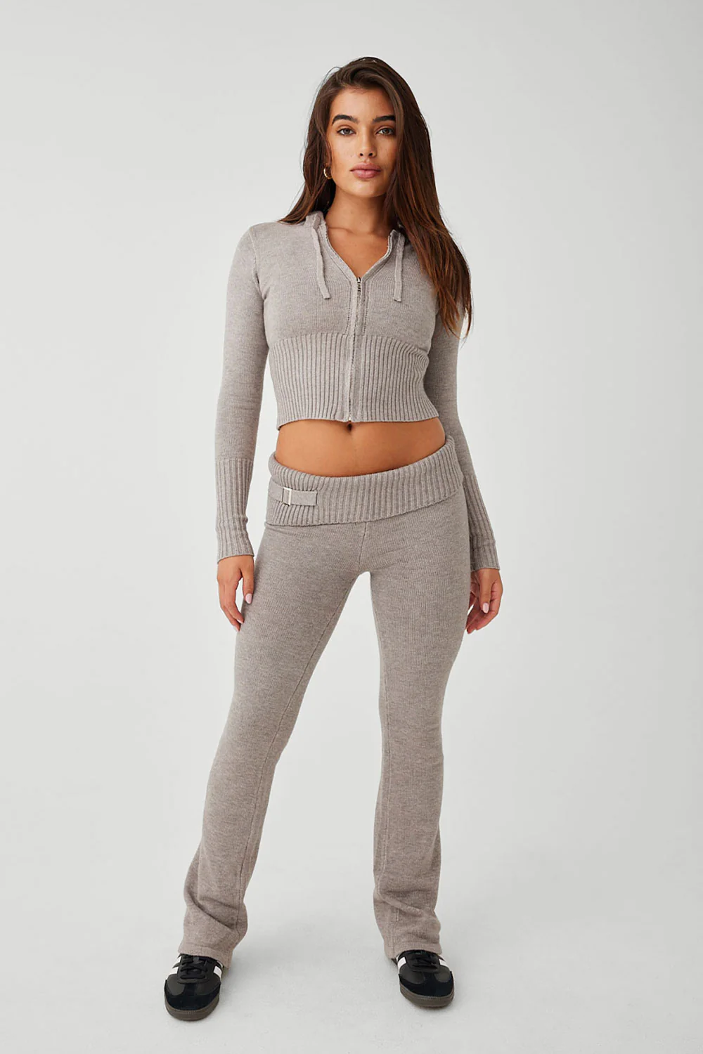 Fleur Cloud Knit Low Rise Pant - Heather Grey - Image 3