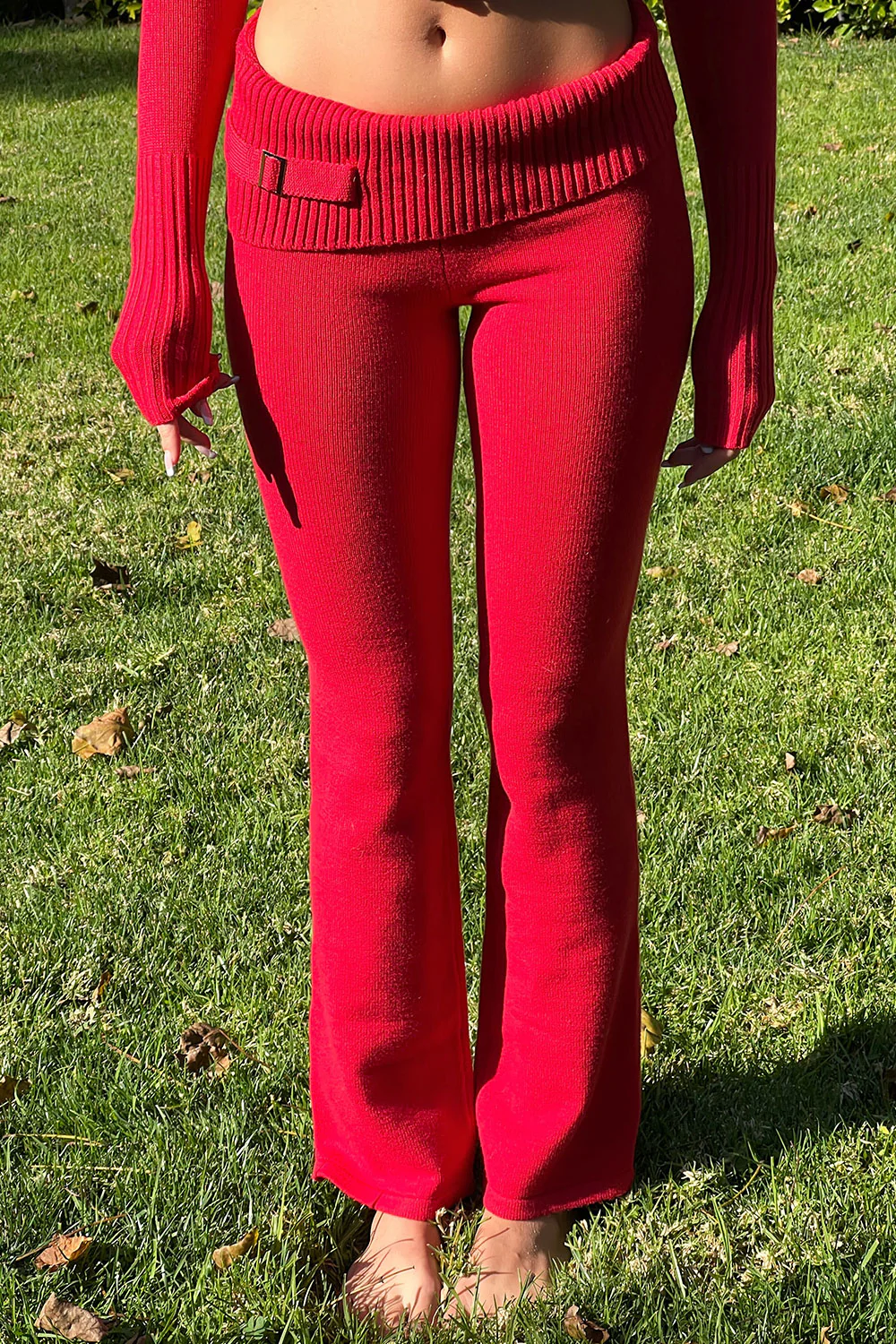 Fleur Cloud Knit Low Rise Pant - Love Bug Red - Image 2