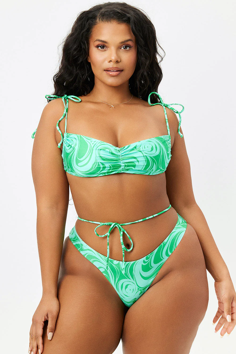 Foxy Satin Cheeky Bikini Bottom - Rainforest - Image 3
