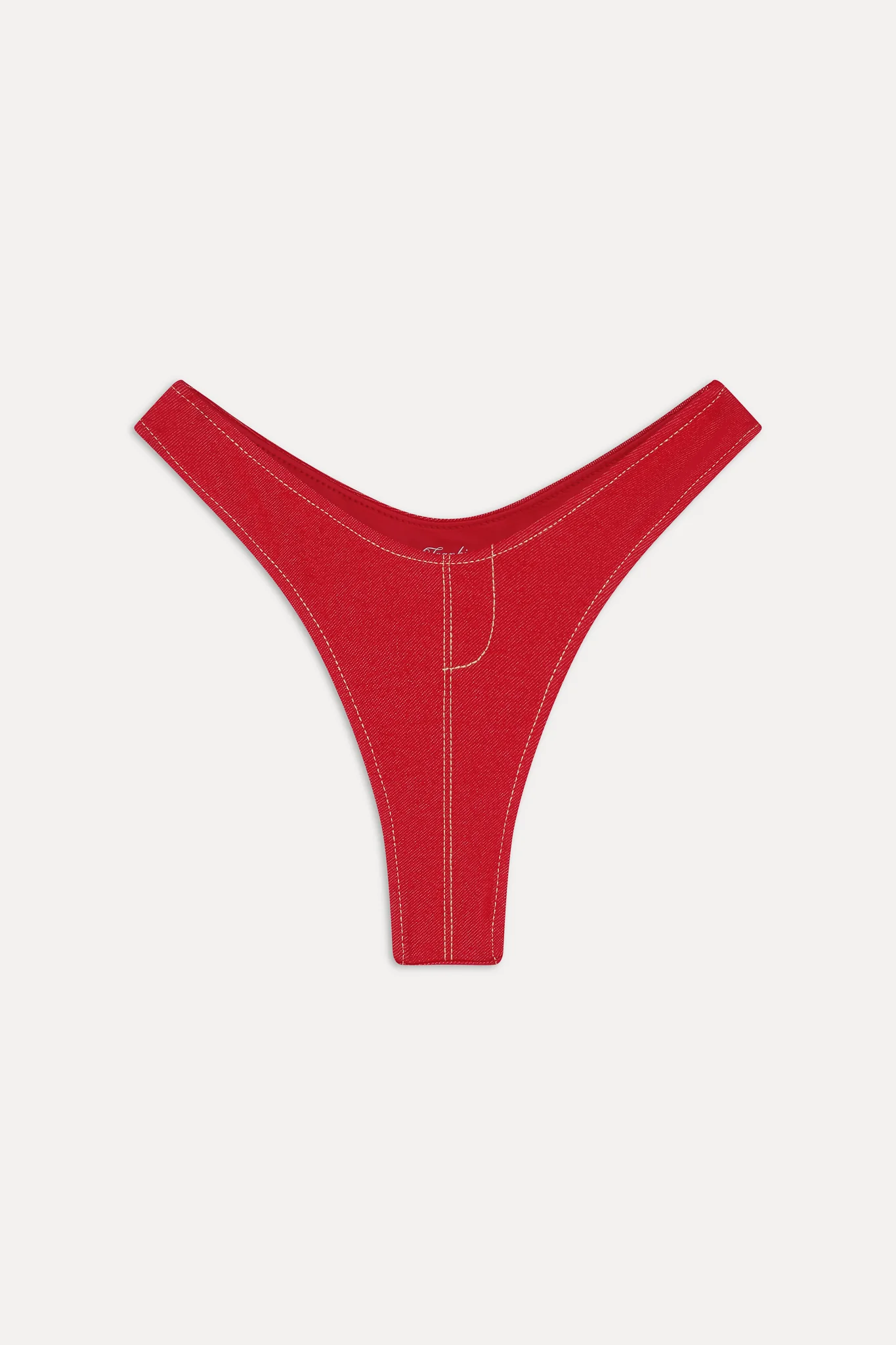Full Moon Micro Bikini Bottom - Red Denim - Image 3