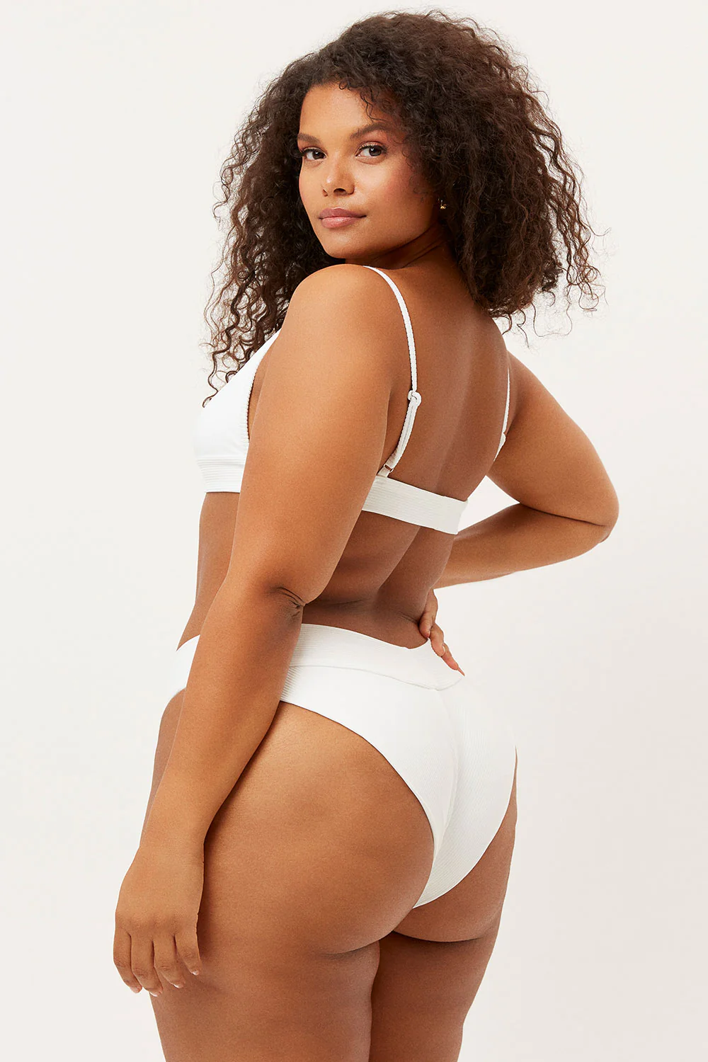 Gavin Ribbed Scoop Bikini Top - White - Image 3